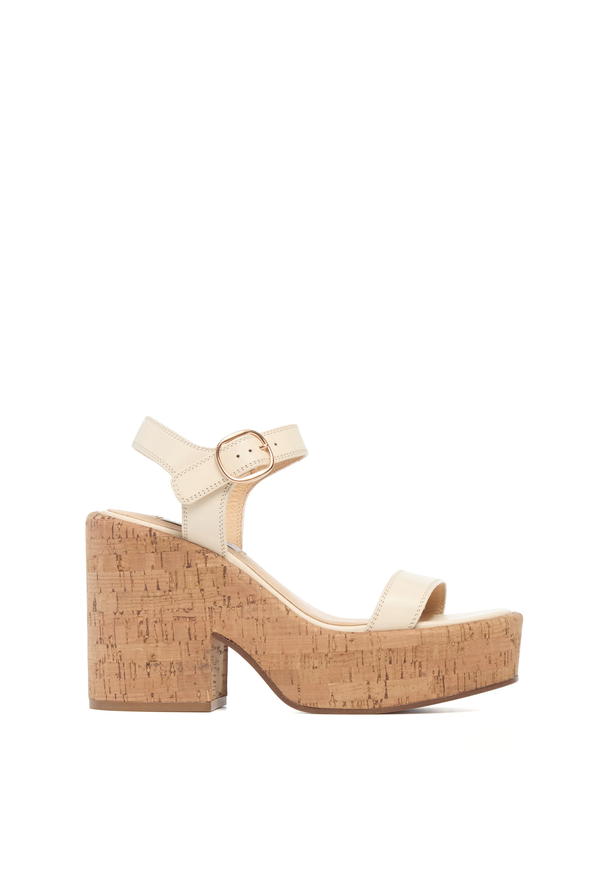 Sardis Platform Sandal in Cream Nappa Leather - 1
