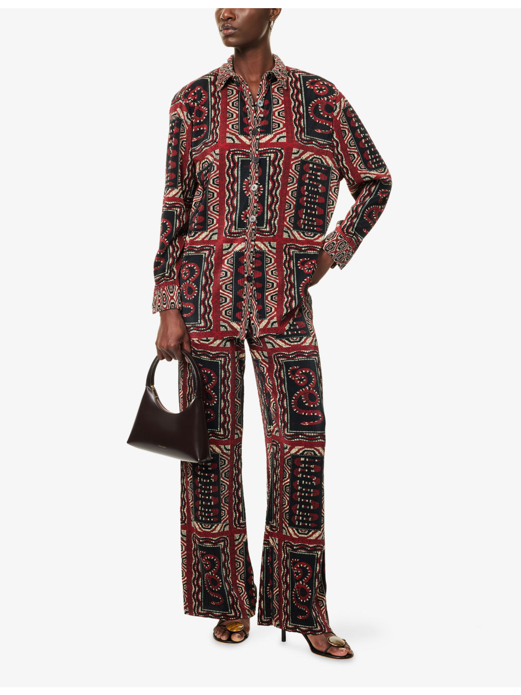 Graphic-Print Pleated Woven Trousers - 2