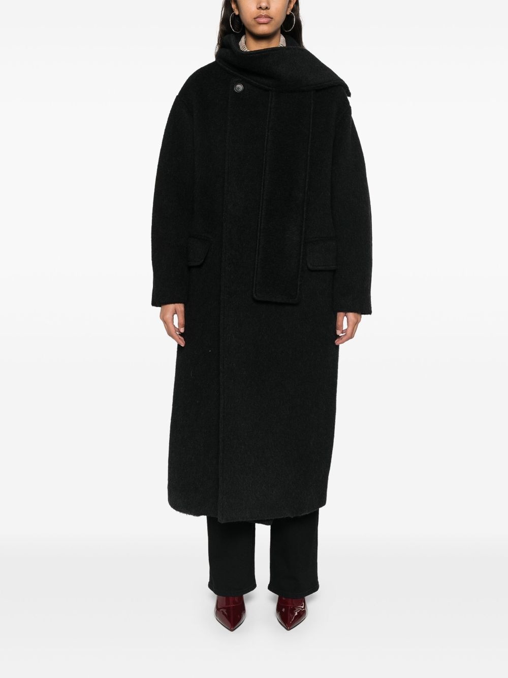 scarf-detailing coat - 2