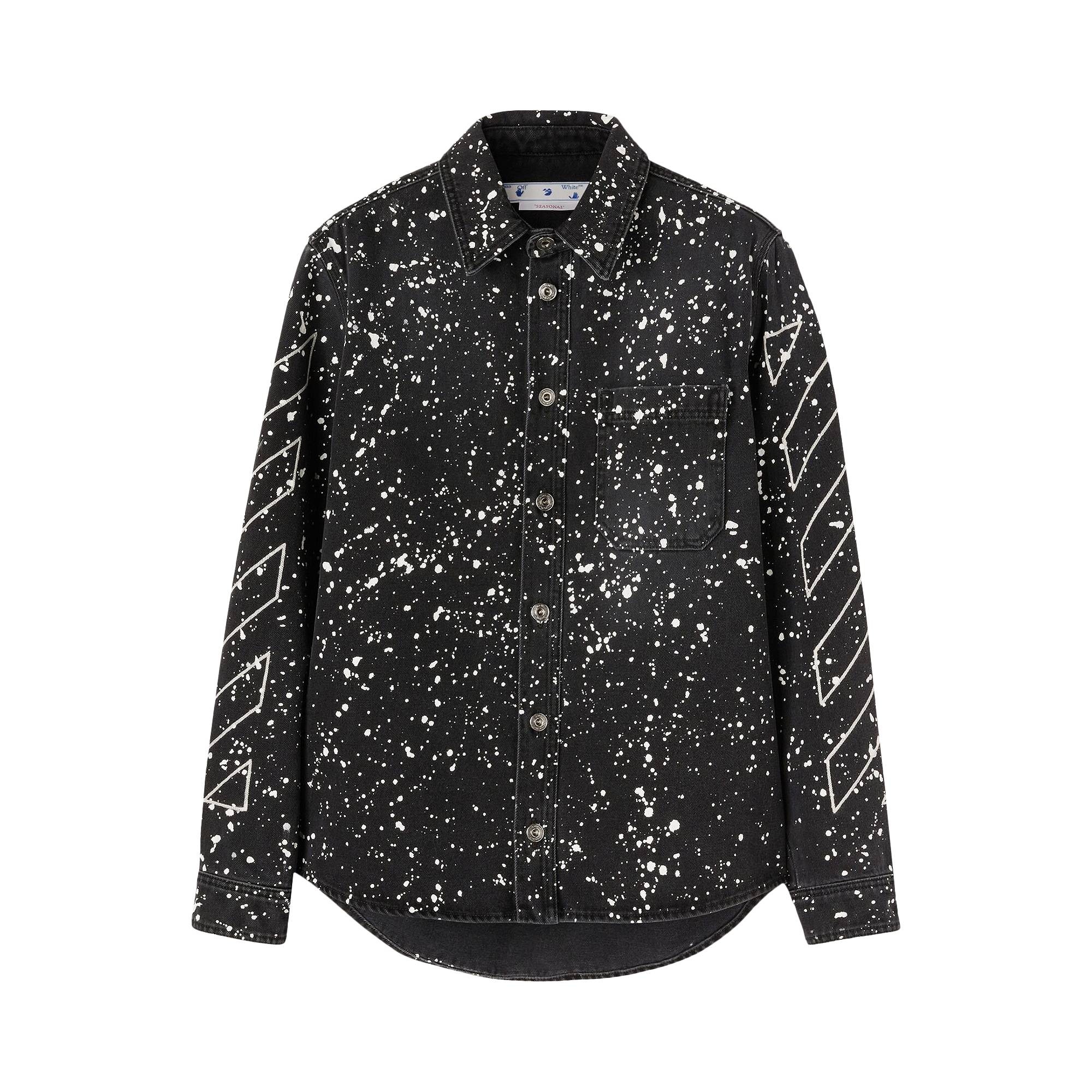 Off-White Diag Paint Denim Shirt 'Black/White' - 1