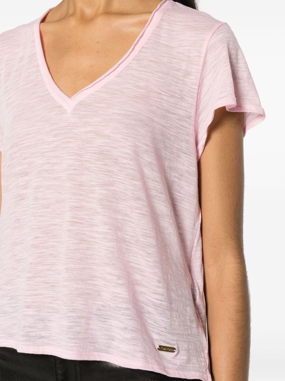 semi-sheer slub T-shirt - 5