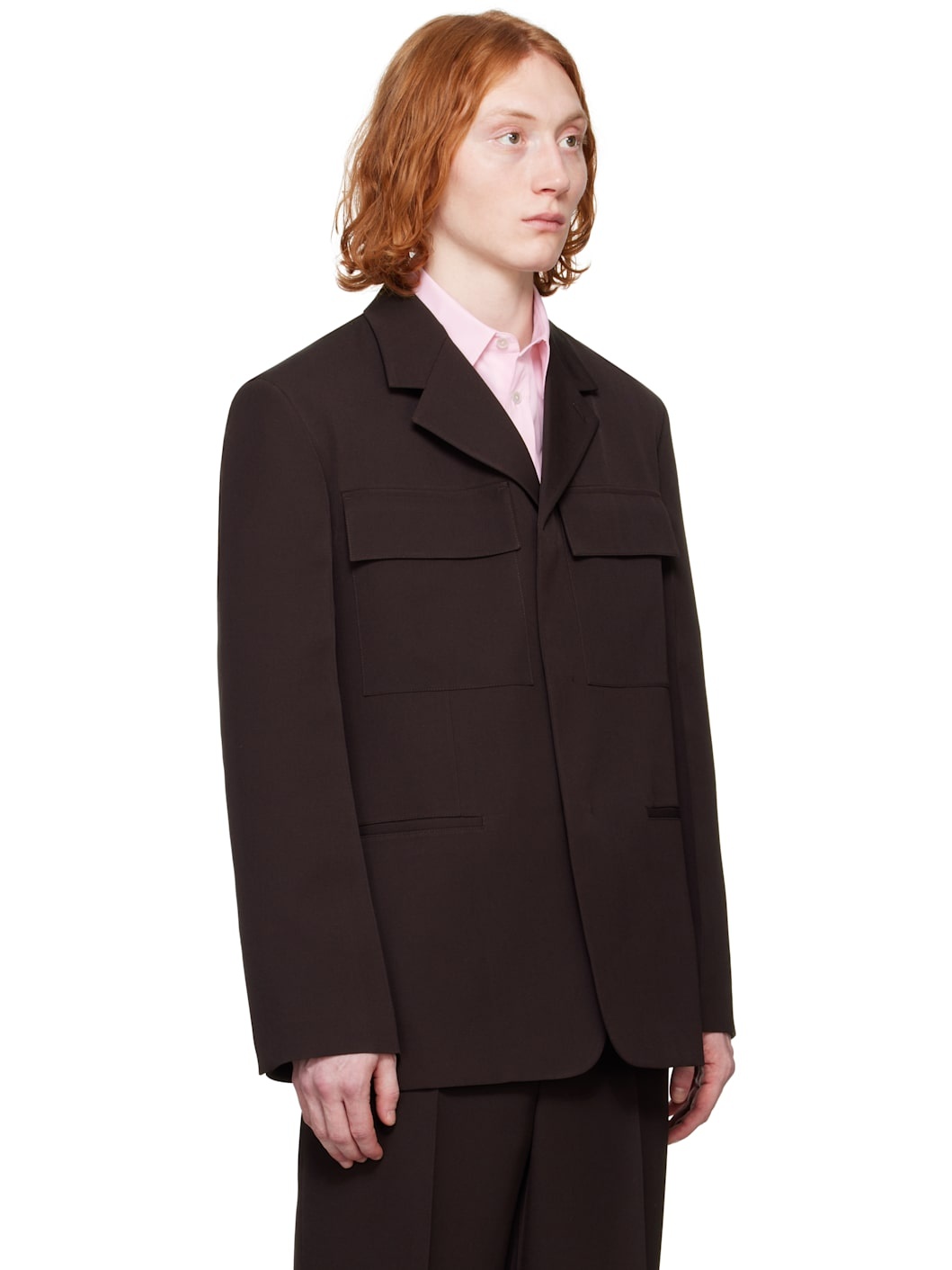 Brown Sharp Wool Gabardine Blazer - 2