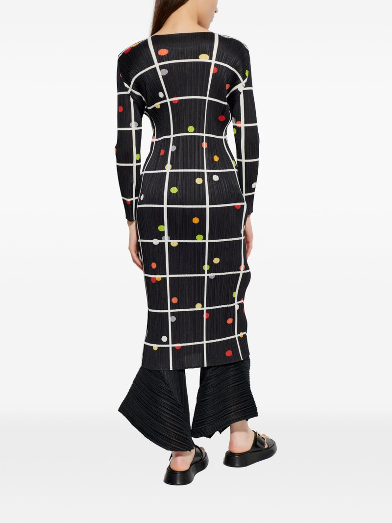 pleated grid print dress 3