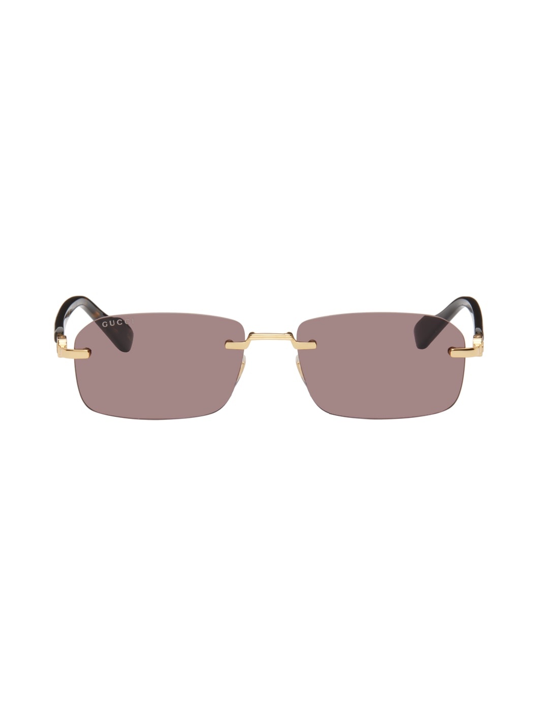 Gold & Tortoiseshell Rectangular Sunglasses - 1