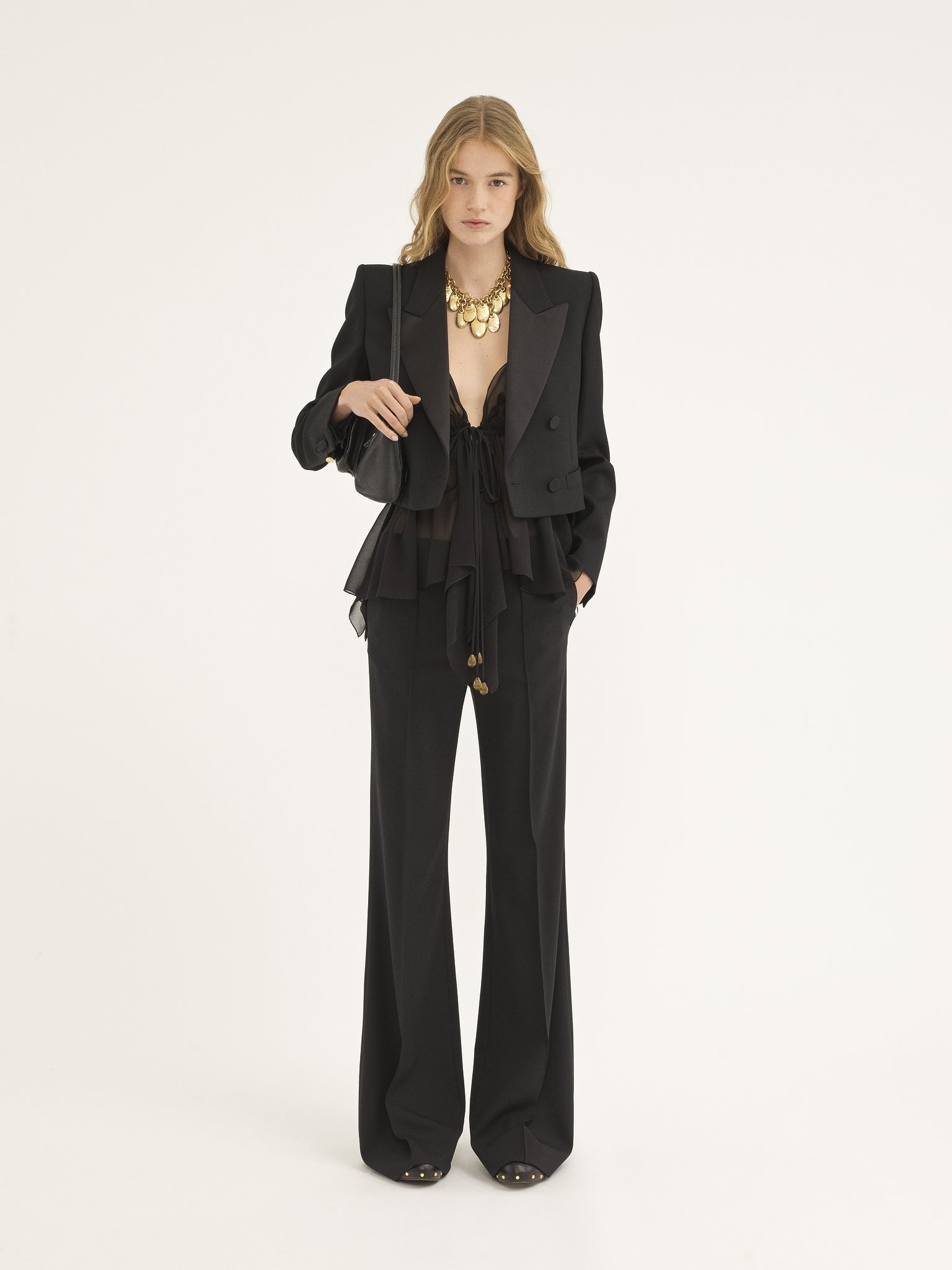 FLARE PANTS IN STRETCH WOOL - 3