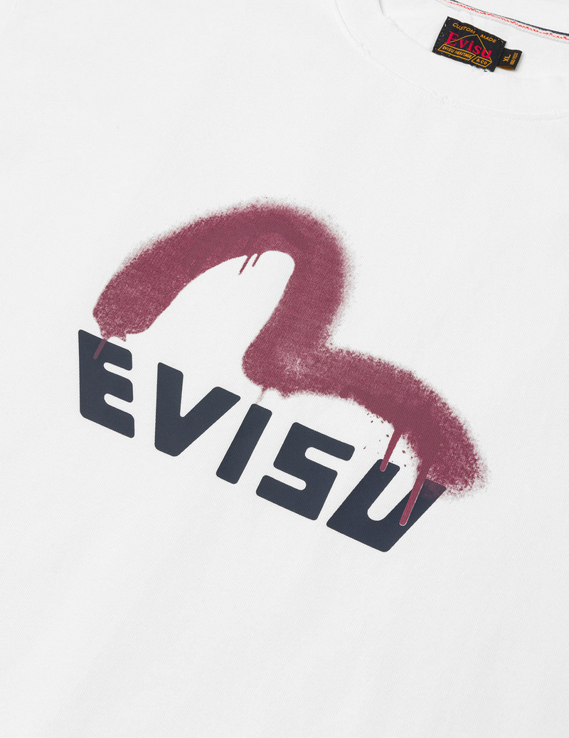 Graffiti-Style Seagull and Logo Print Relax Fit T-Shirt 7