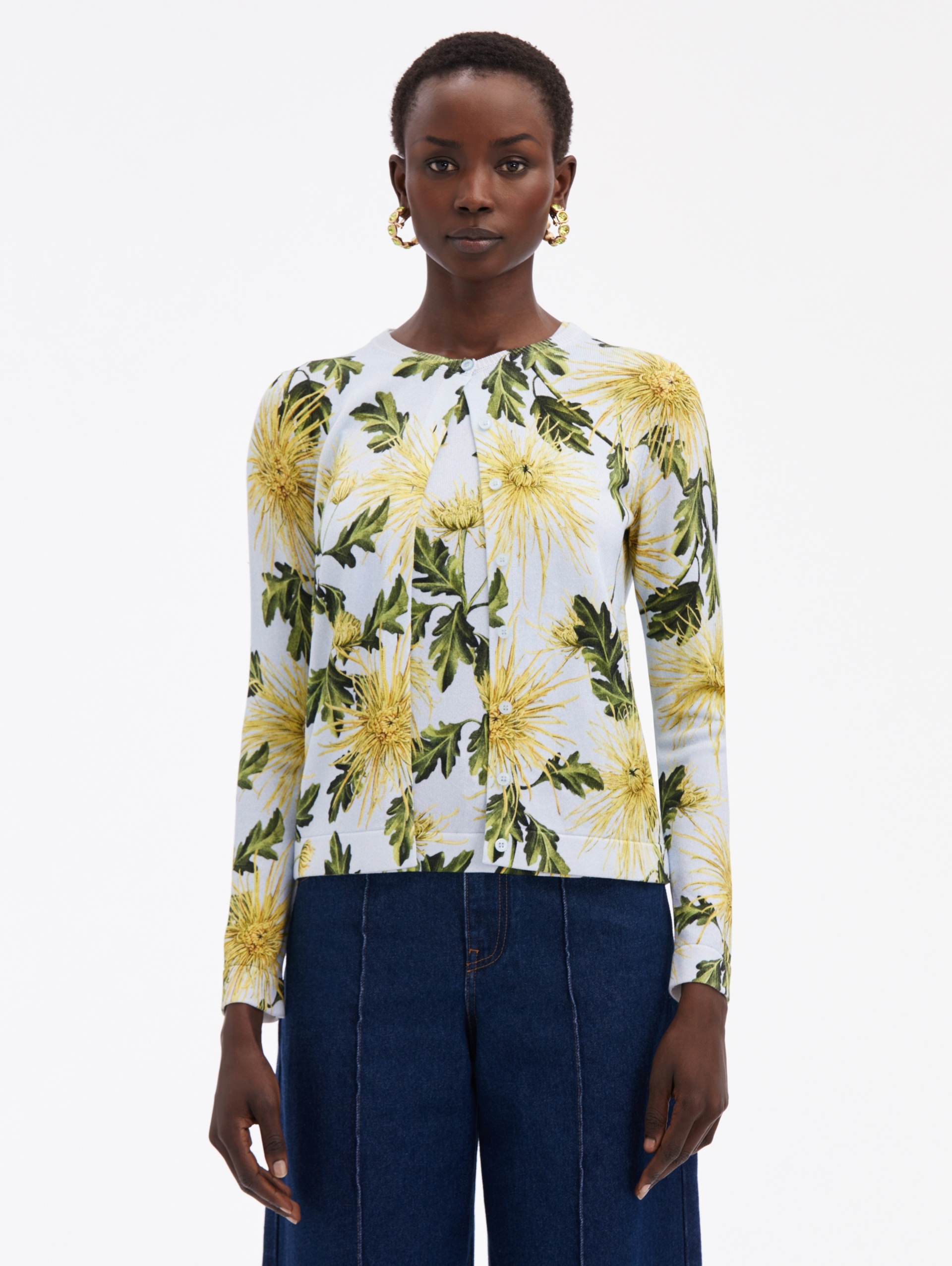 CHRYSANTHEMUM PRINTED CARDIGAN - 1