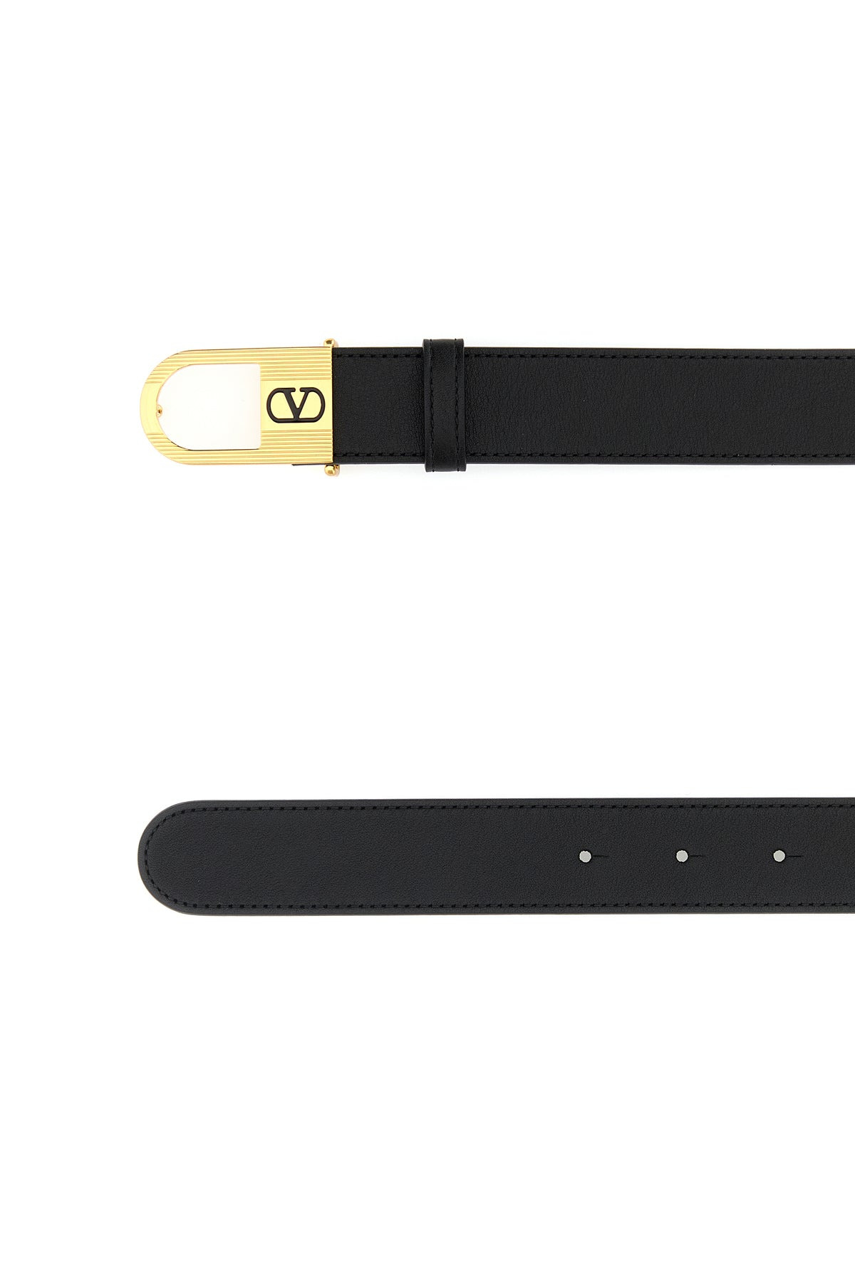 Black leather VLogo Signature belt - 2