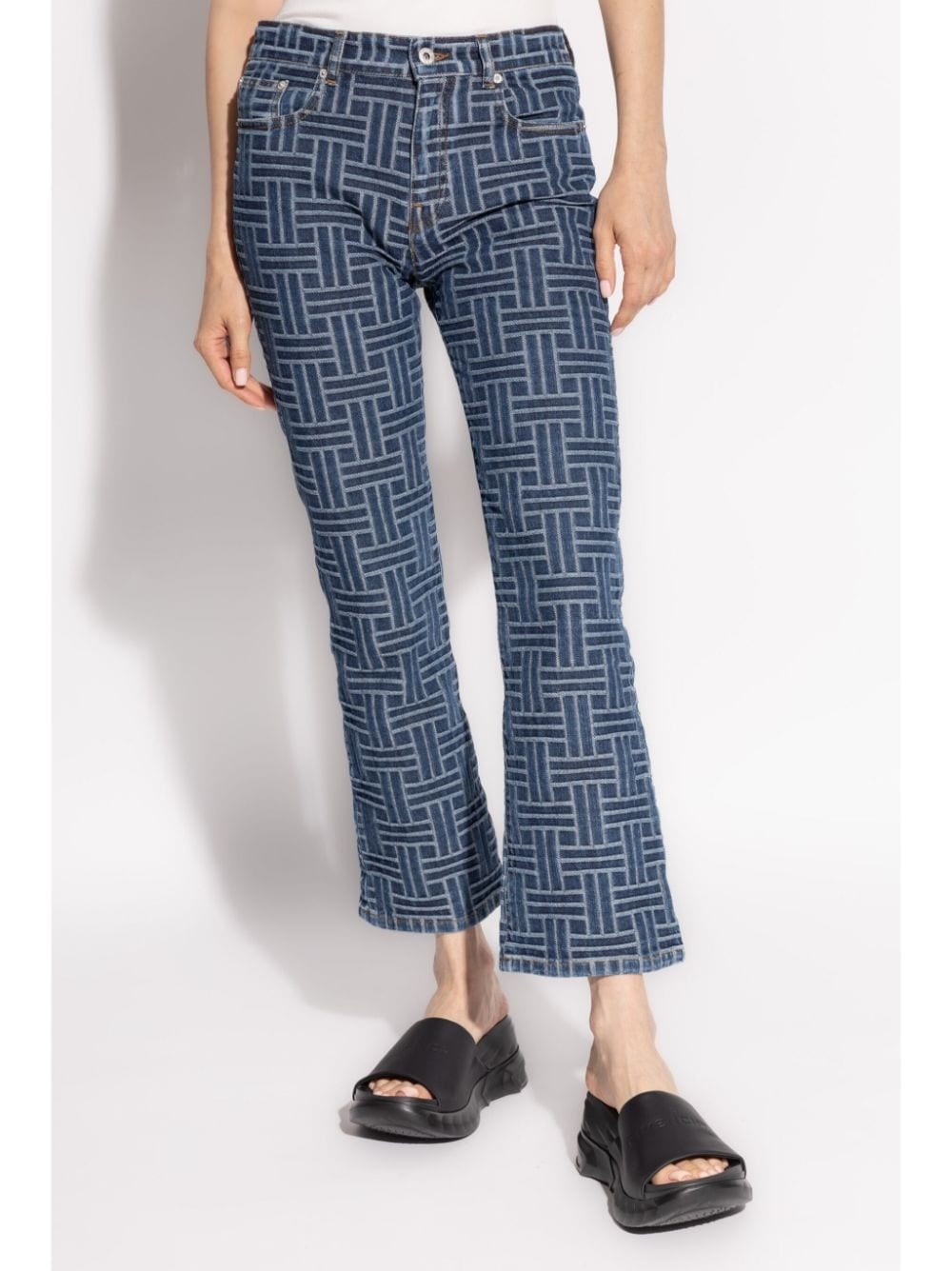 pattern jacquard flared jeans - 3