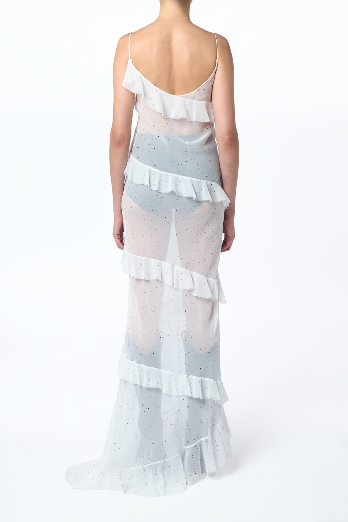 Pearce Slip Maxi Dress in Ivory Multi Speckle Silk Georgette - 5
