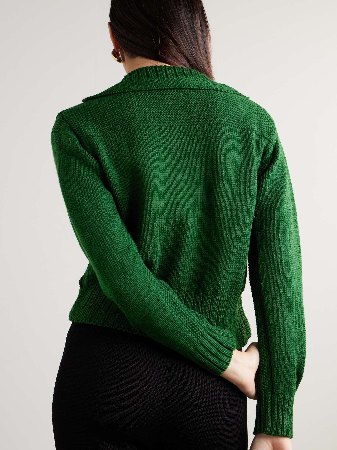 Marion merino wool cardigan Dark green - 3