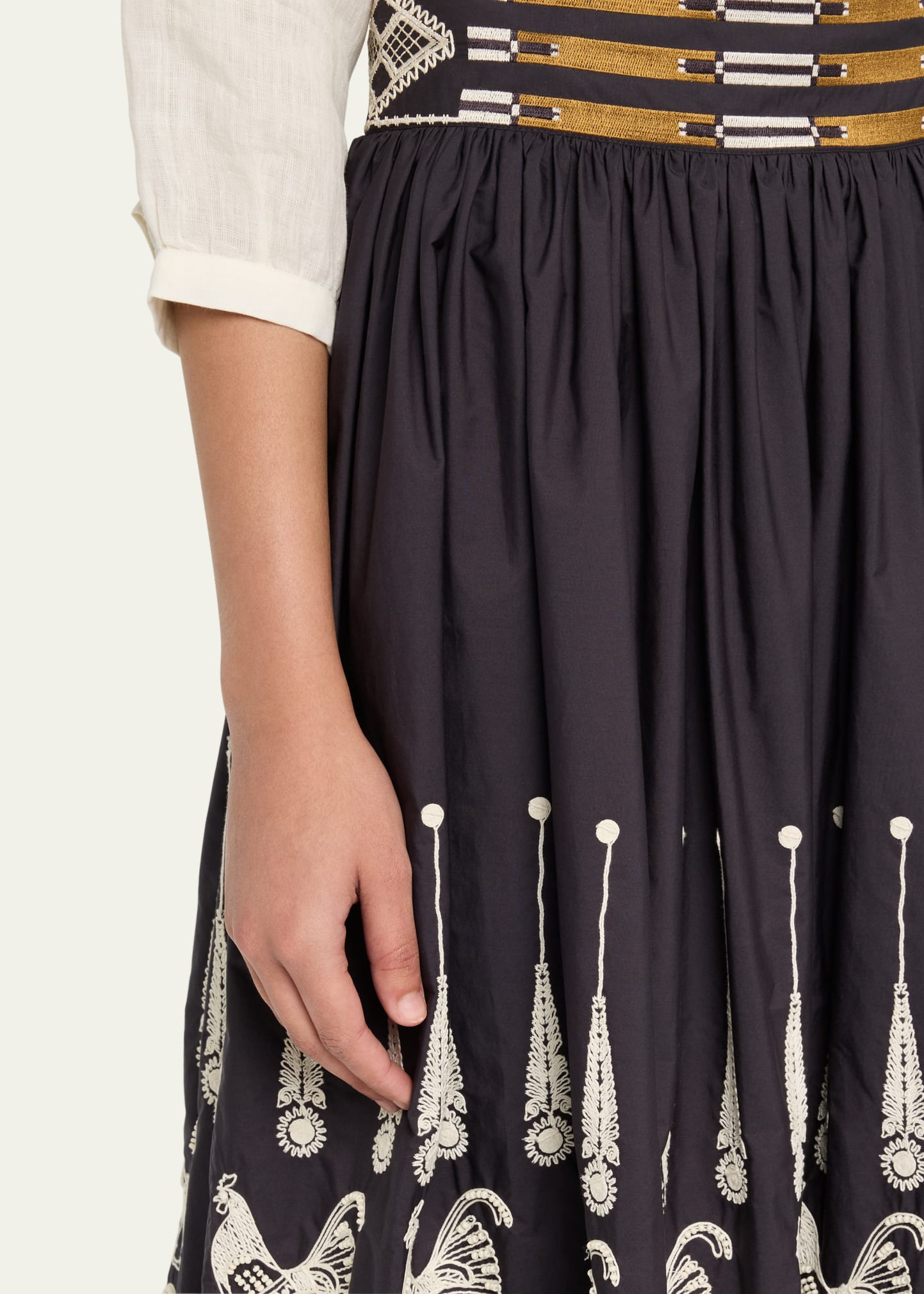 Ombretta Embroidered A-Line Maxi Skirt - 5