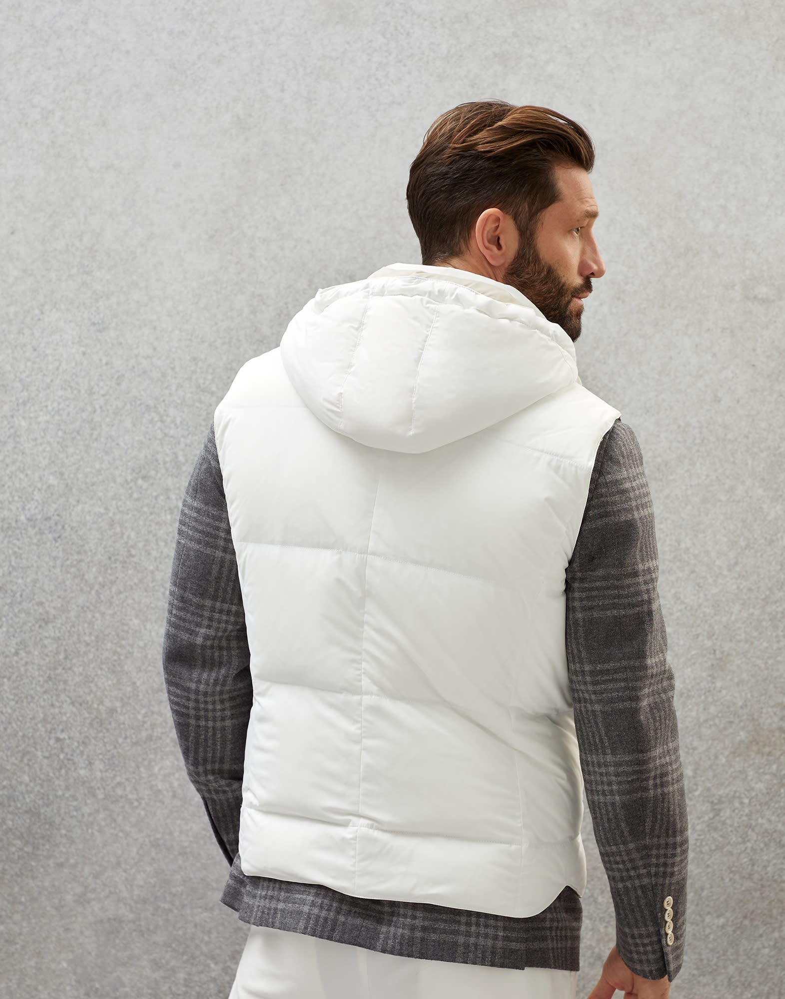 Brunello Cucinelli Bonded nylon down vest with detachable