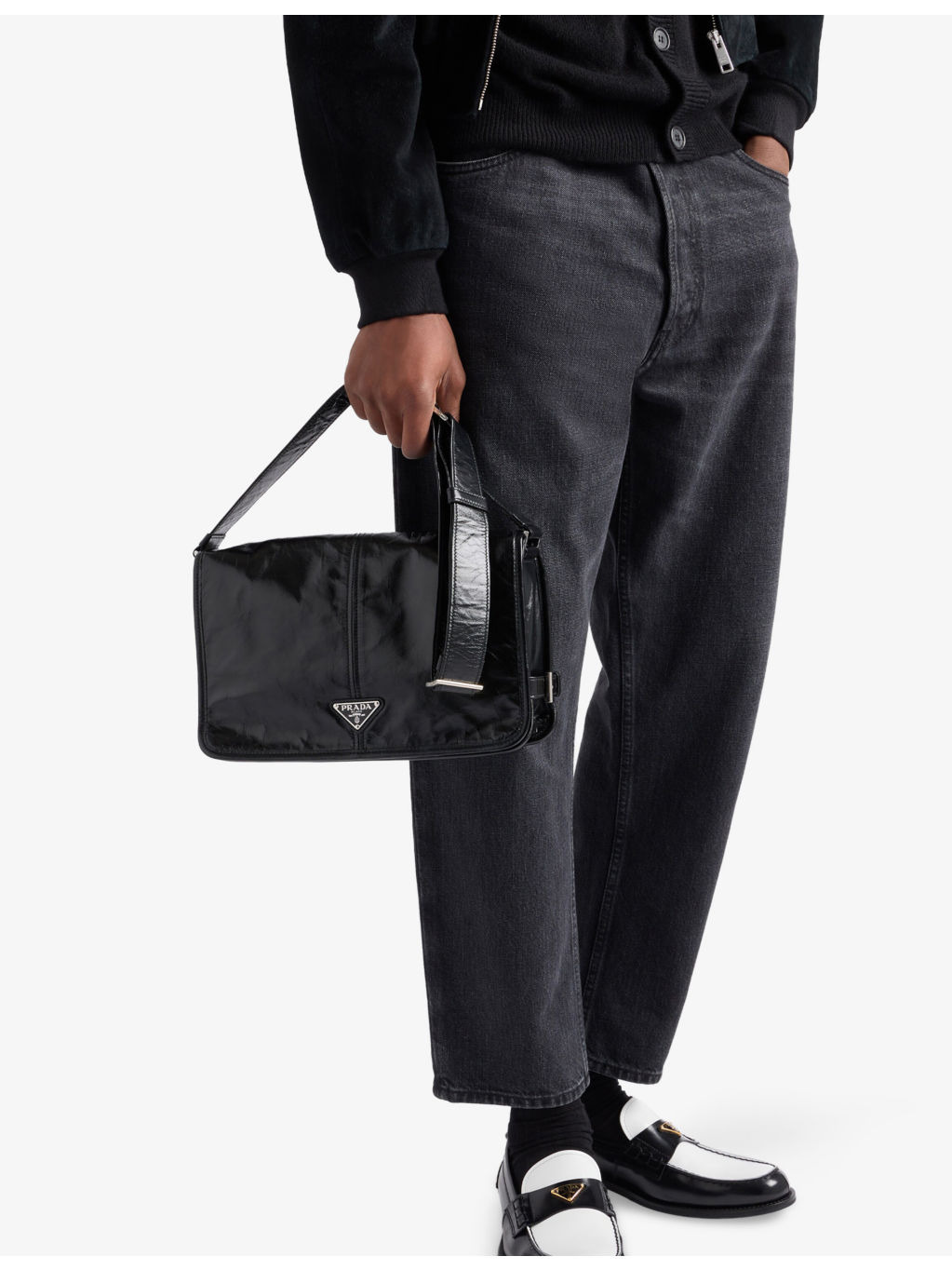 Branded-Plaque Patent-Leather Shoulder Bag - 6