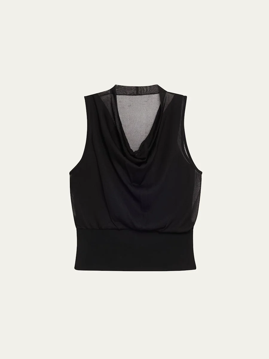 Carmina Sheer Cowl-Neck Tank Top - 1