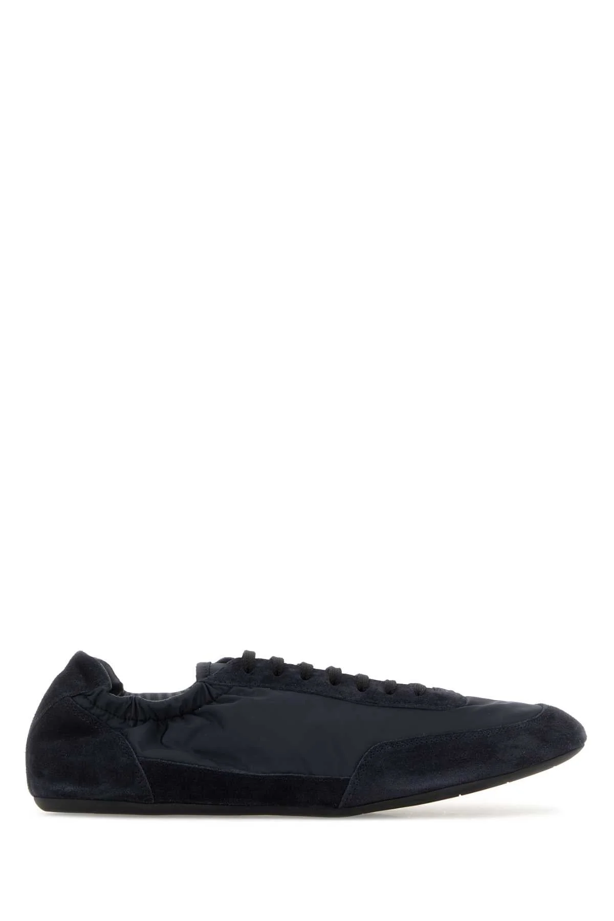 Prada Men Navy Blue Nylon And Suede Sneakers - 1