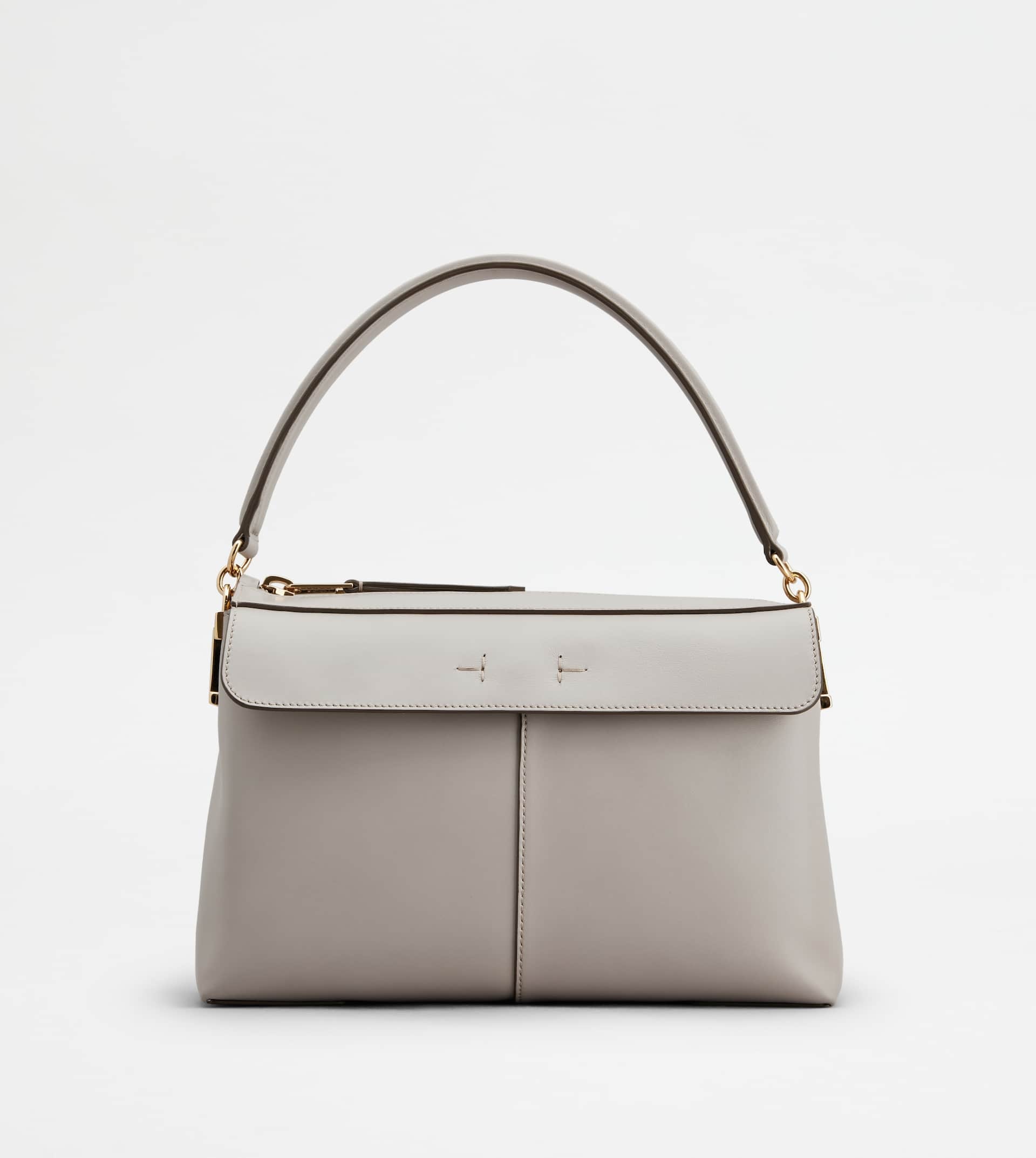 Tod's TOD'S T CASE BAULETTO IN LEATHER SMALL - GREY | REVERSIBLE