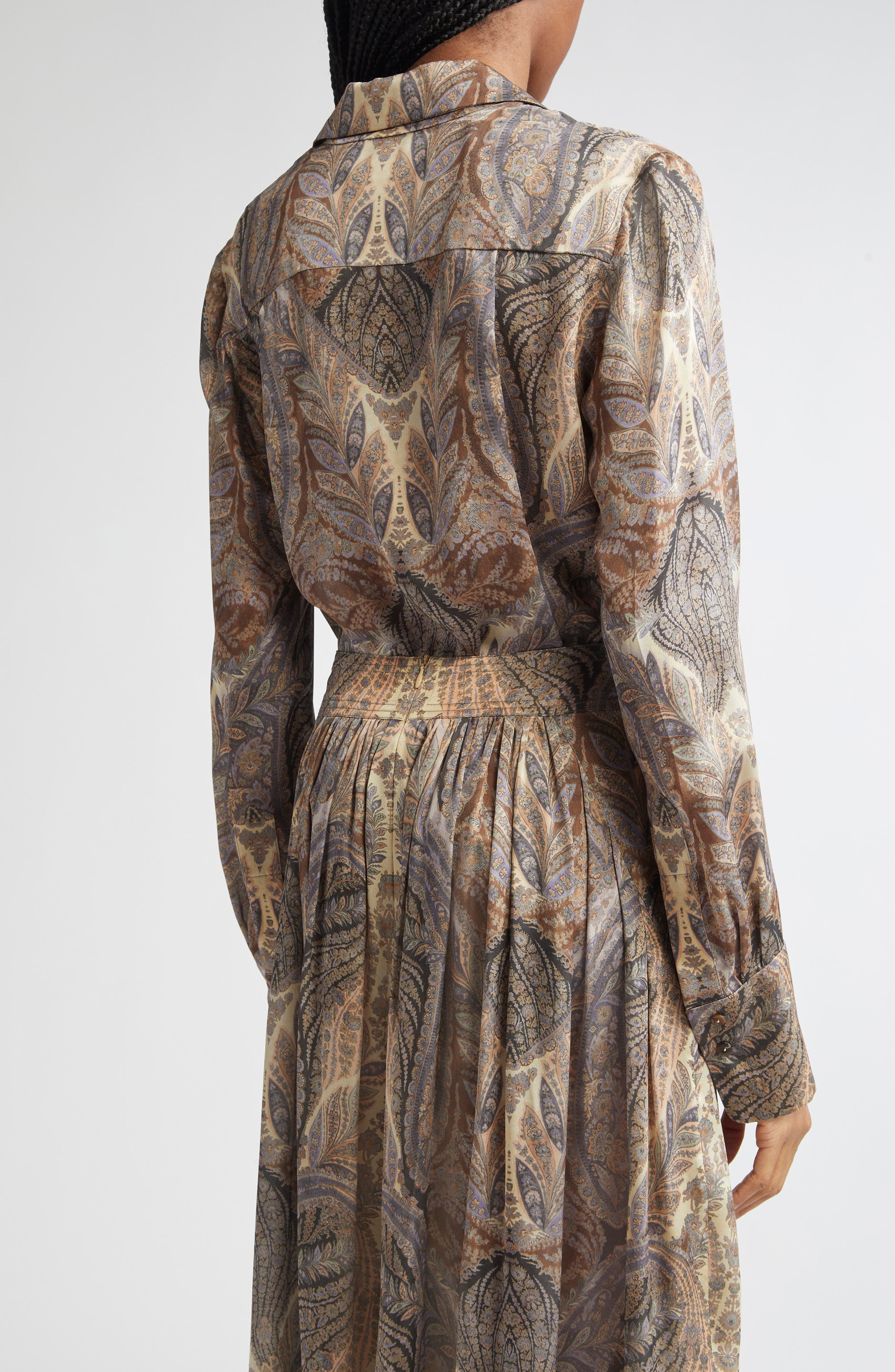 Zimmermann Hypnotic Silk Button-Up Shirt in Denim Paisley at Nordstrom - 3