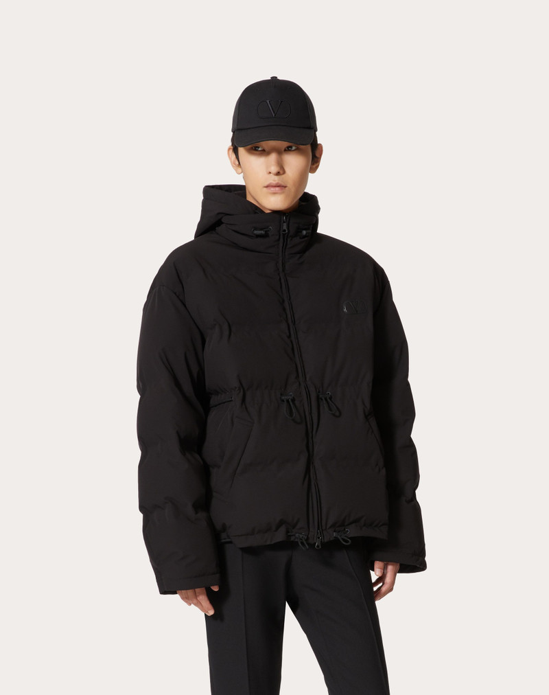 MATTE NYLON DOWN JACKET WITH HOOD AND VLOGO SIGNATURE PATCH 3