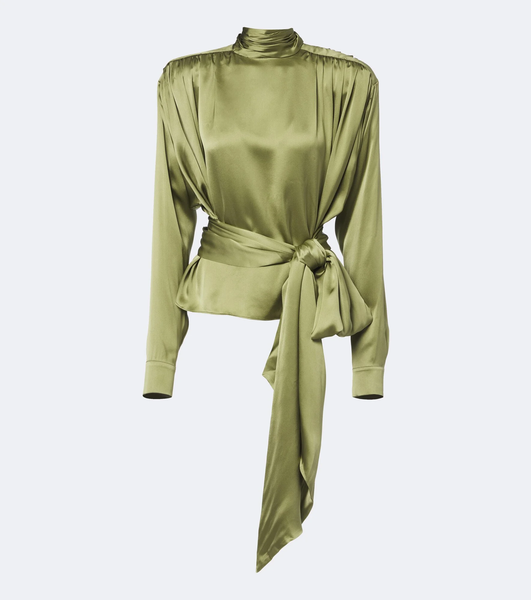 Belted silk satin top - 1