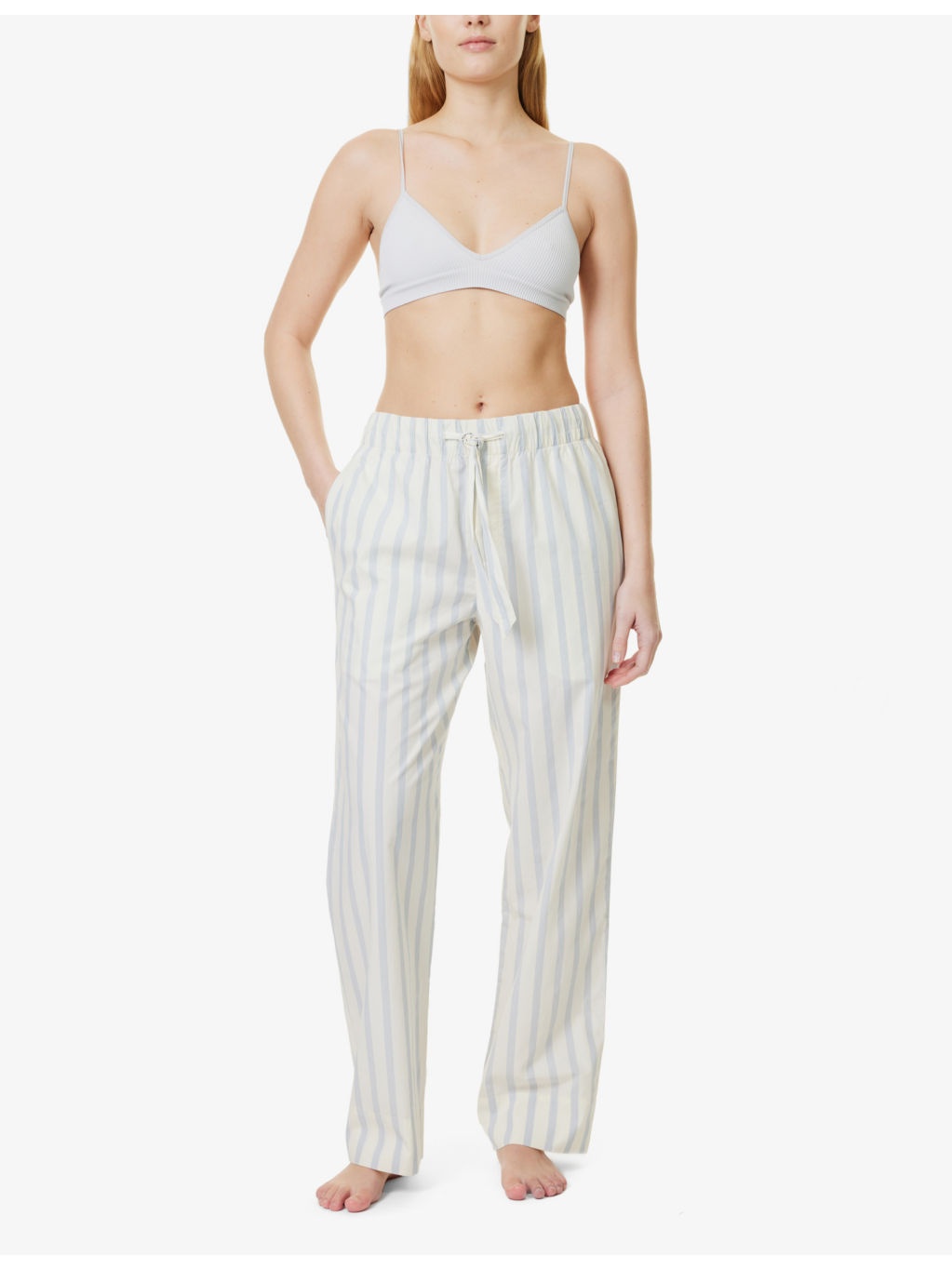 Straight-leg mid-rise organic-cotton poplin pyjama trousers - 2