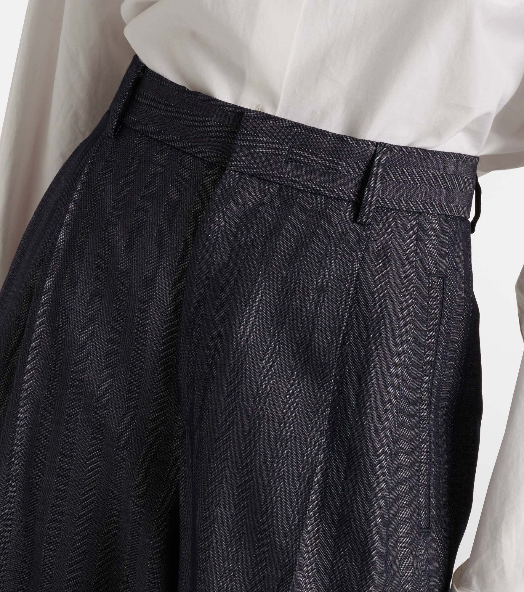Pleated wool-blend wide-leg pants - 4