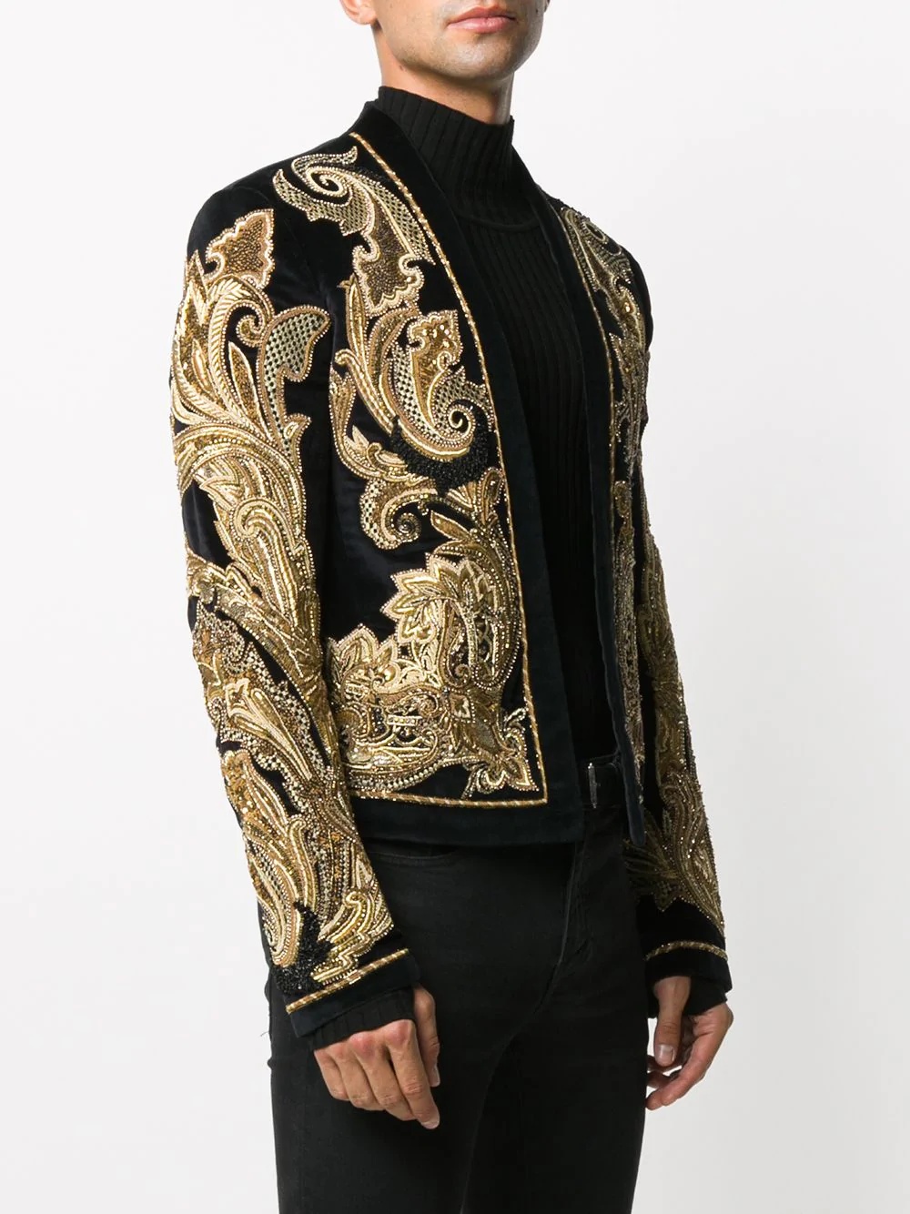 embroidered beaded cropped jacket - 3