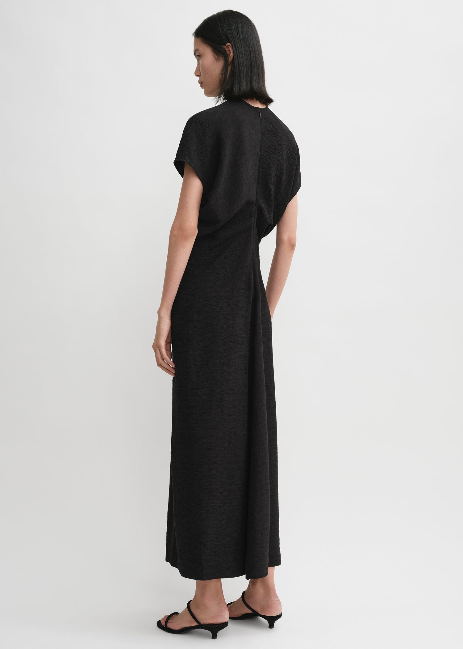 Slouch waist crinkled dress black - 4