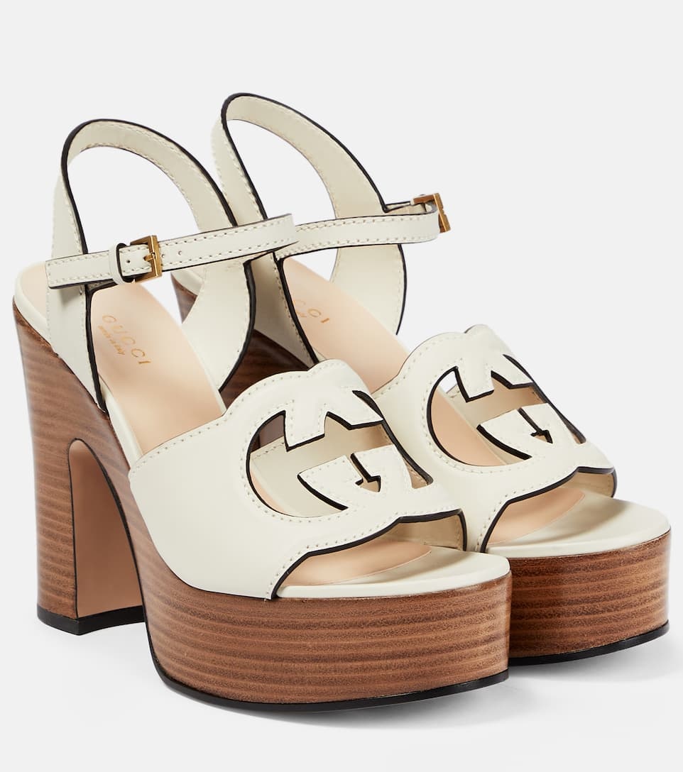 Interlocking G leather platform sandals - 1