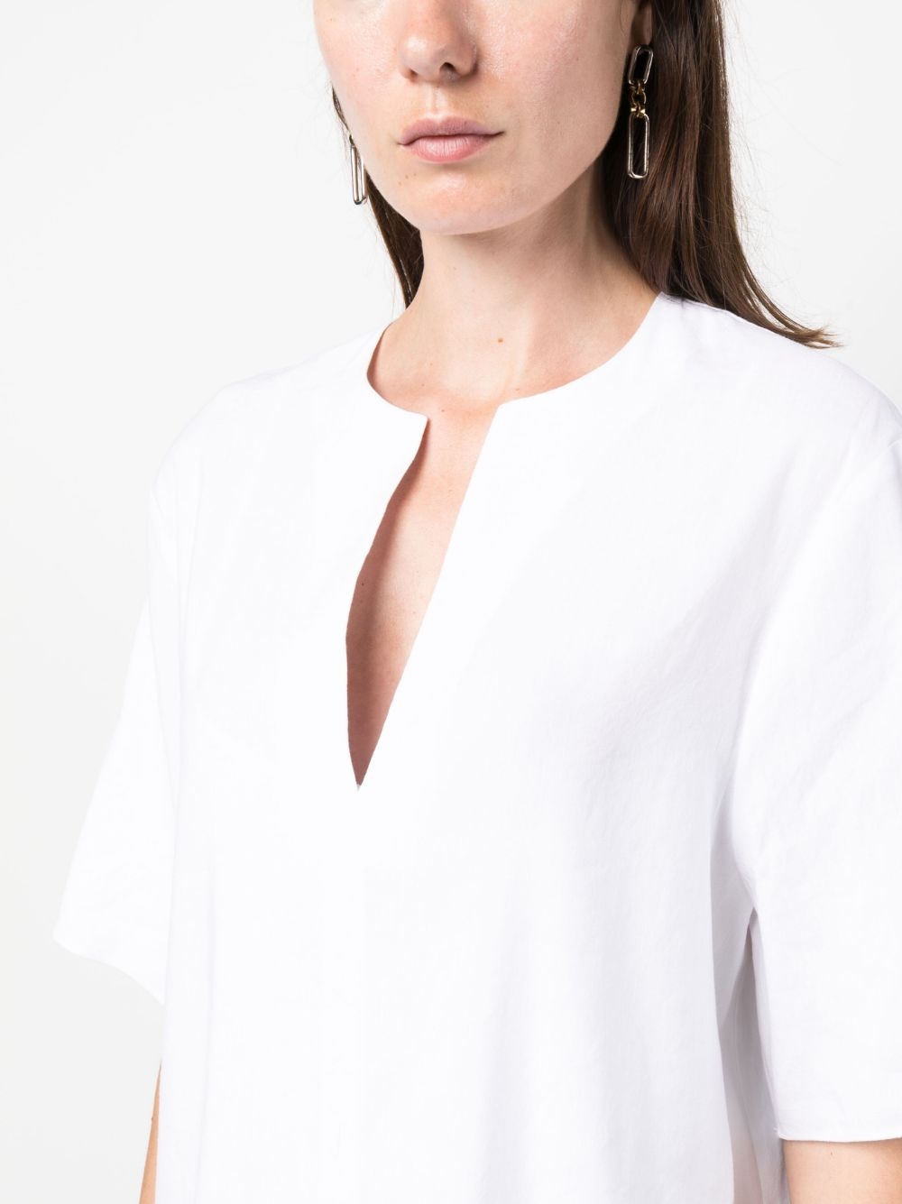 split-neck short-sleeved blouse - 5