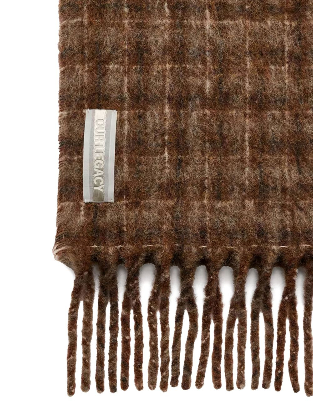 checked fringed scarf - 2