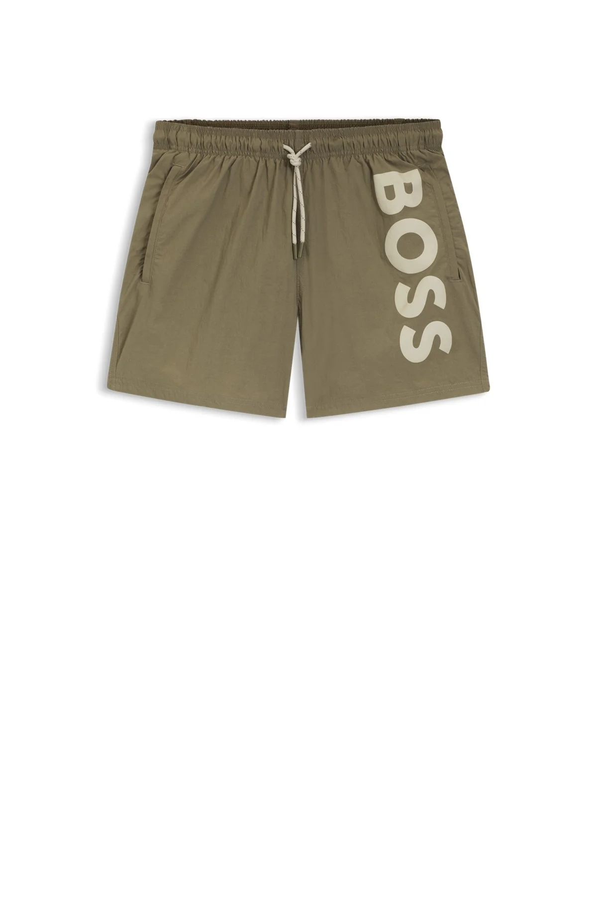 QUICK-DRY SWIM SHORTS WITH VERTICAL LOGO PRINT - 1