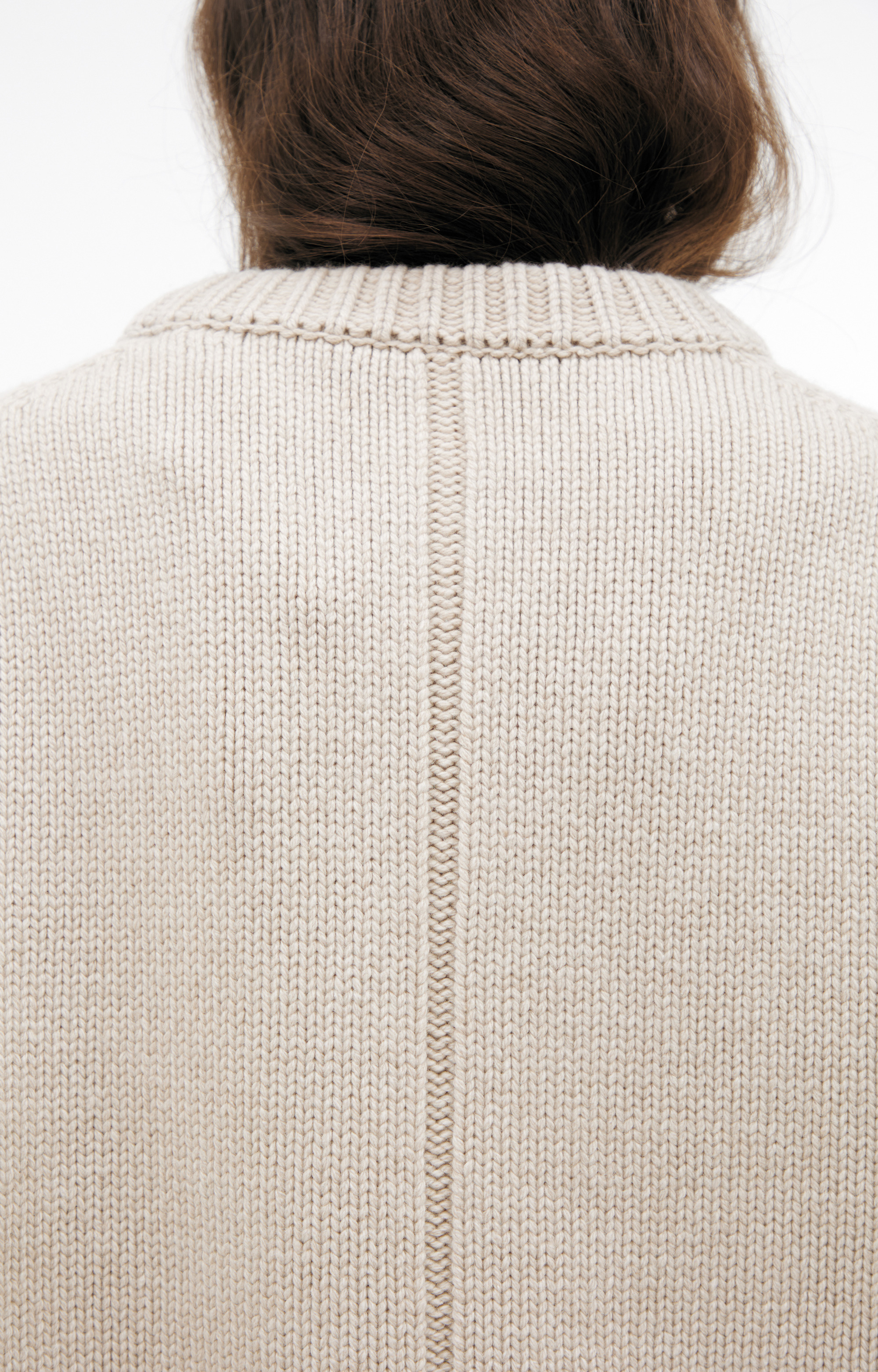 BEIGE SWEATER WITH LARGE KNIT PATTERN - 4