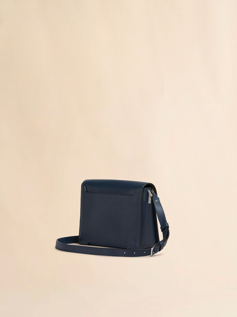 DEEP BLUE LEATHER TRUNKAROO MEDIUM SHOULDER BAG 3