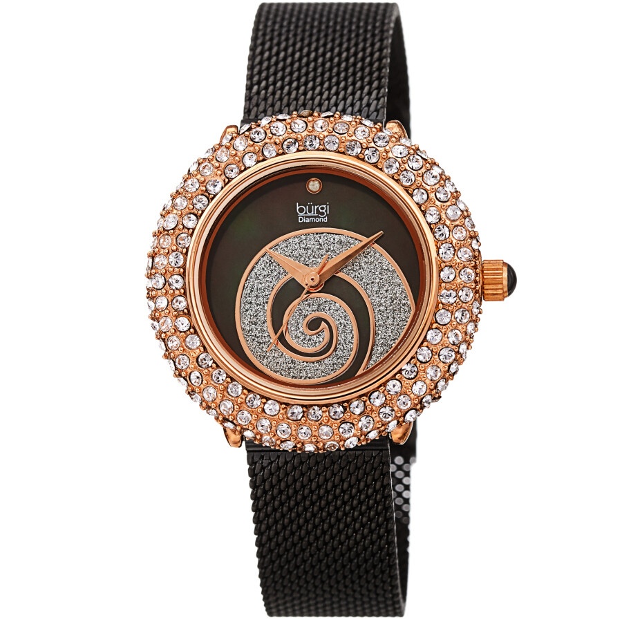 Burgi - Burgi Swirl Quartz Diamond Black Dial Ladies Watch BUR259BK - 1