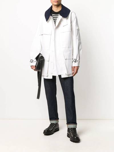 Mackintosh NEW YORK contrast-collar buttoned coat outlook