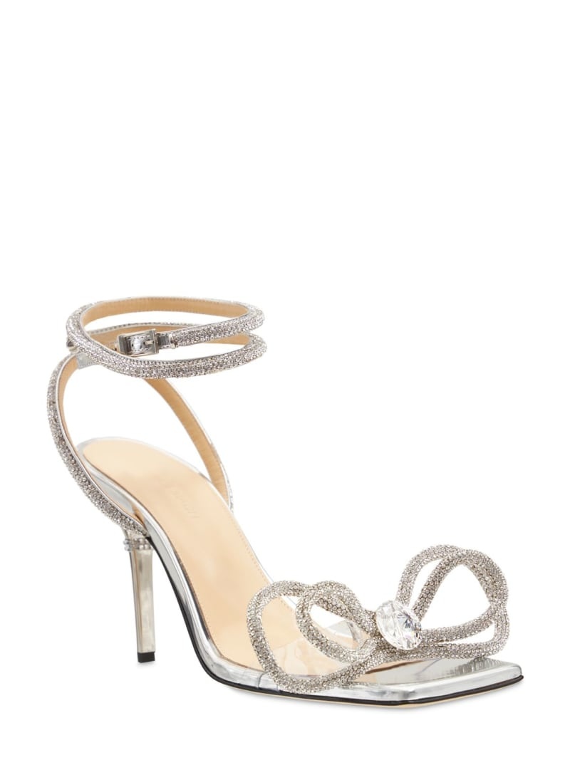 95mm Double bow leather & PVC sandals - 4