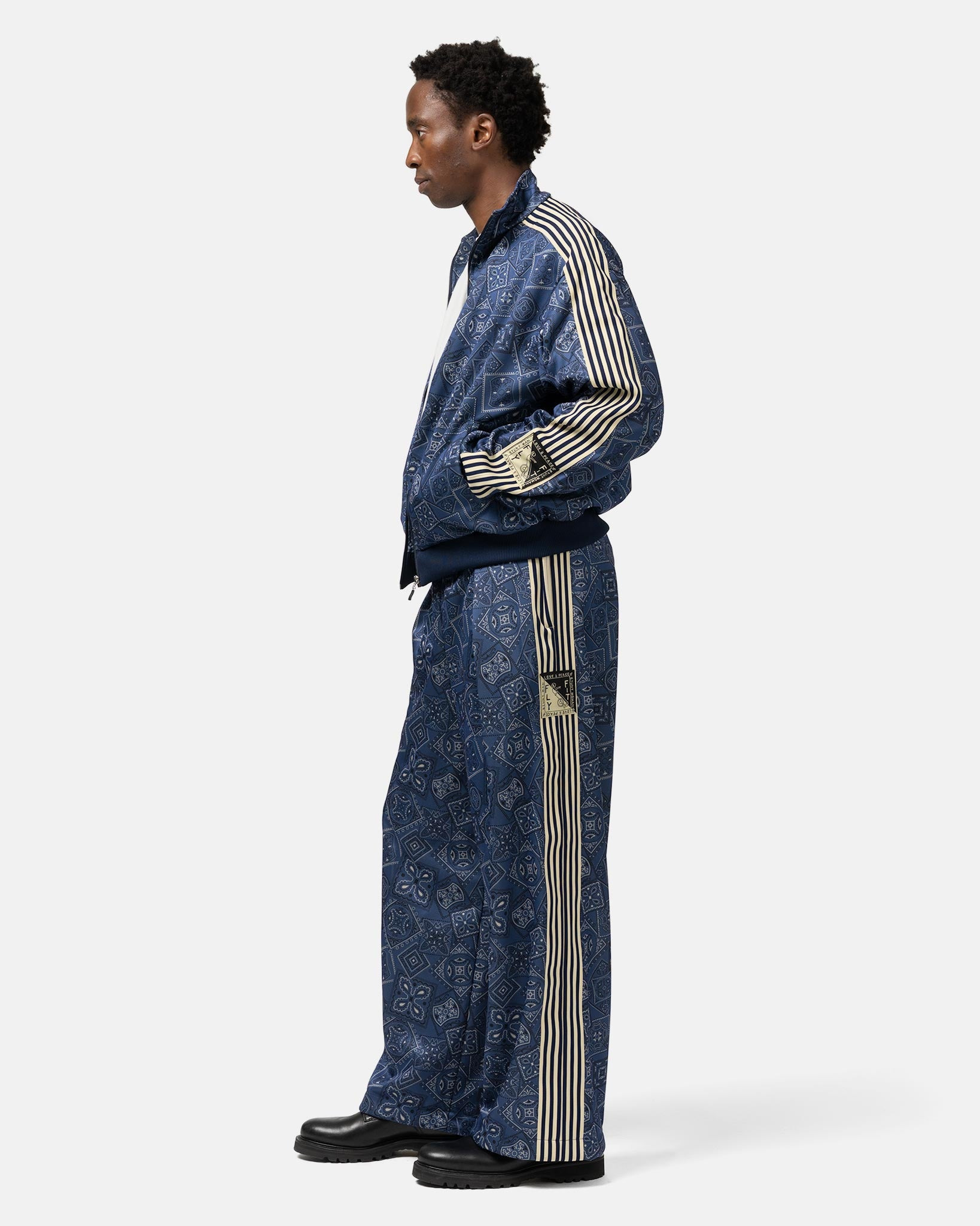 Smooth Jersey COOKIE Bandana Baggy Track Pants Navy - 3