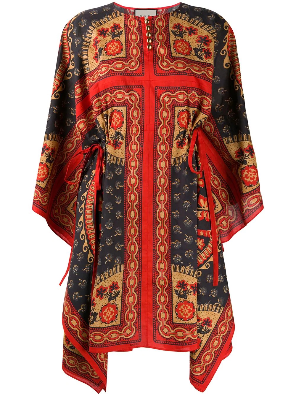 chain-link print asymmetric kaftan - 1