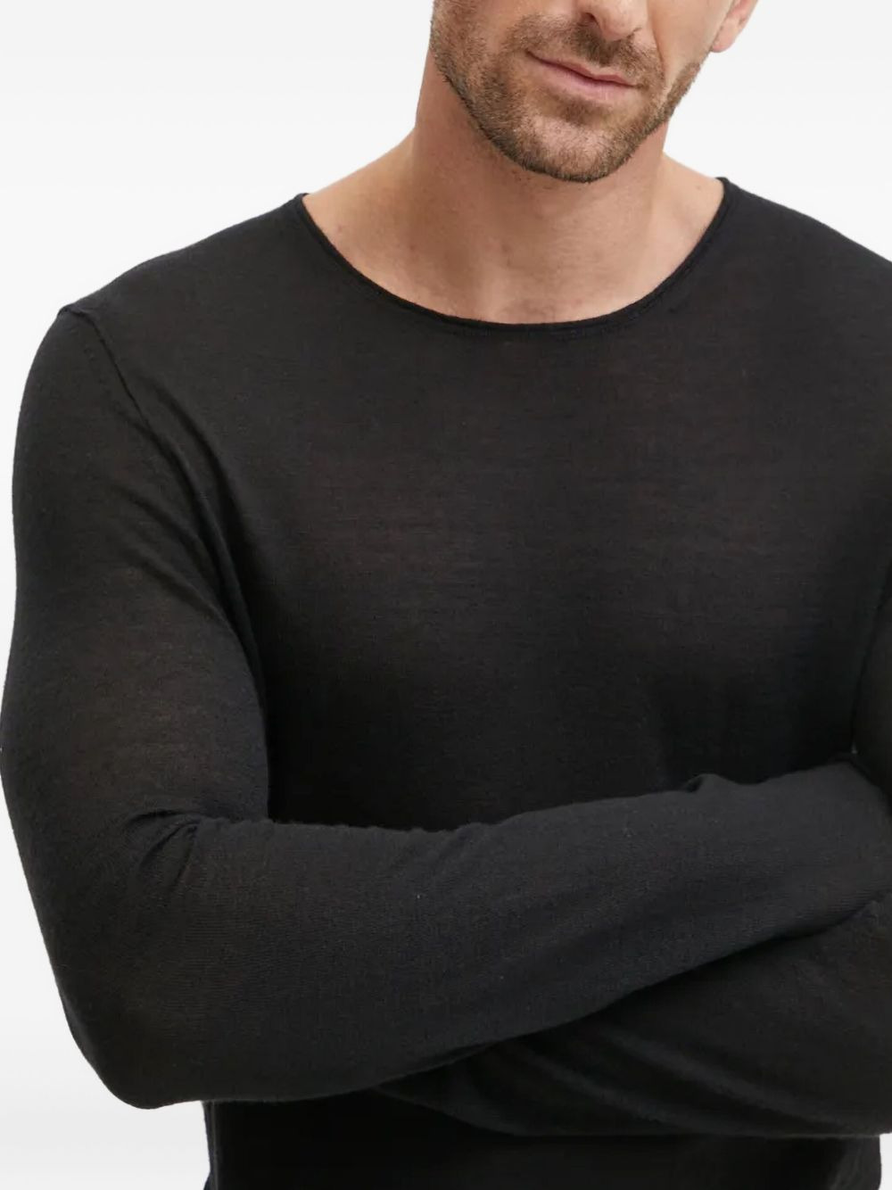 raw-edge long-sleeve jumper - 4