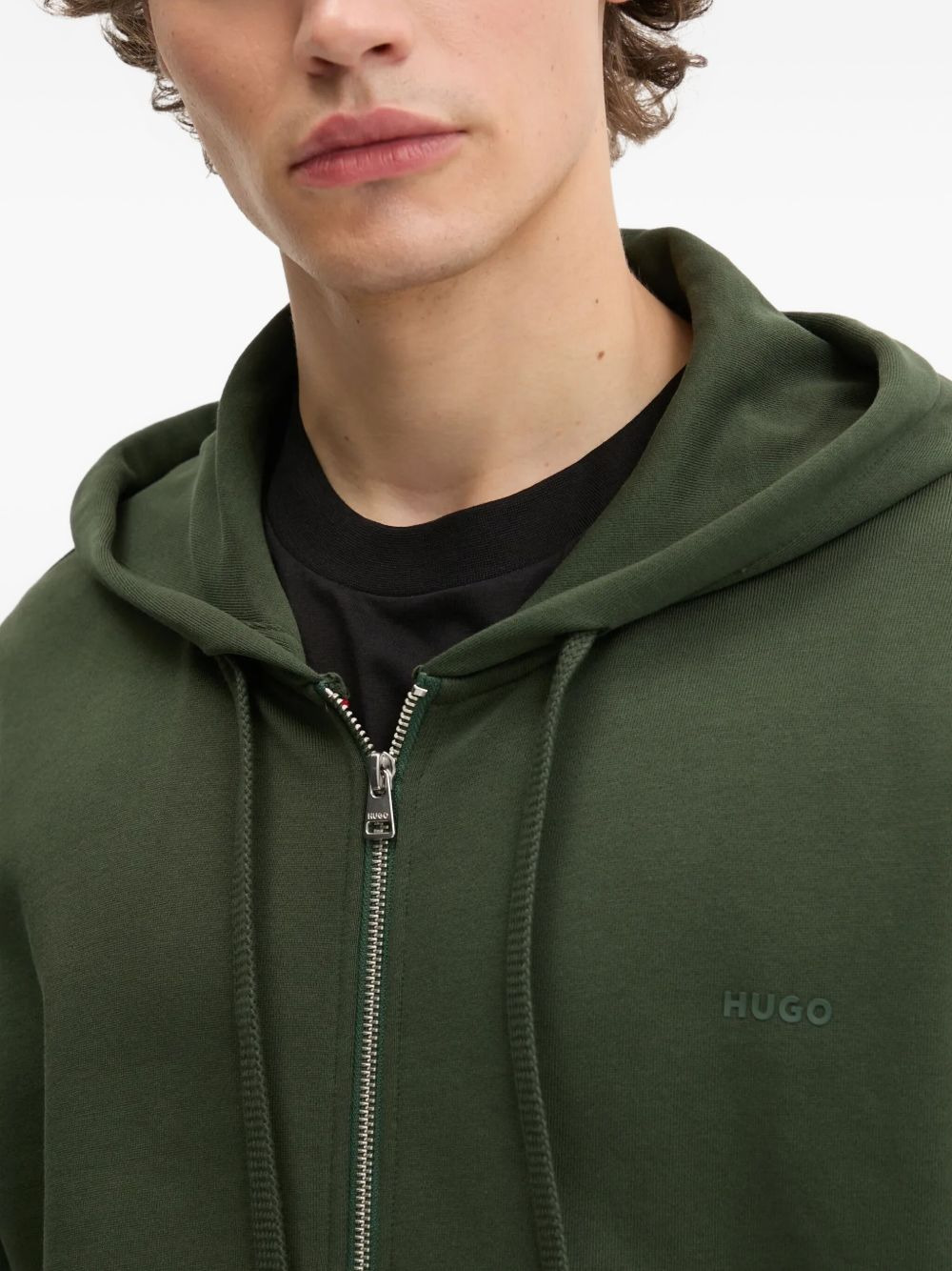 logo-embroidered zip-up hoodie - 4