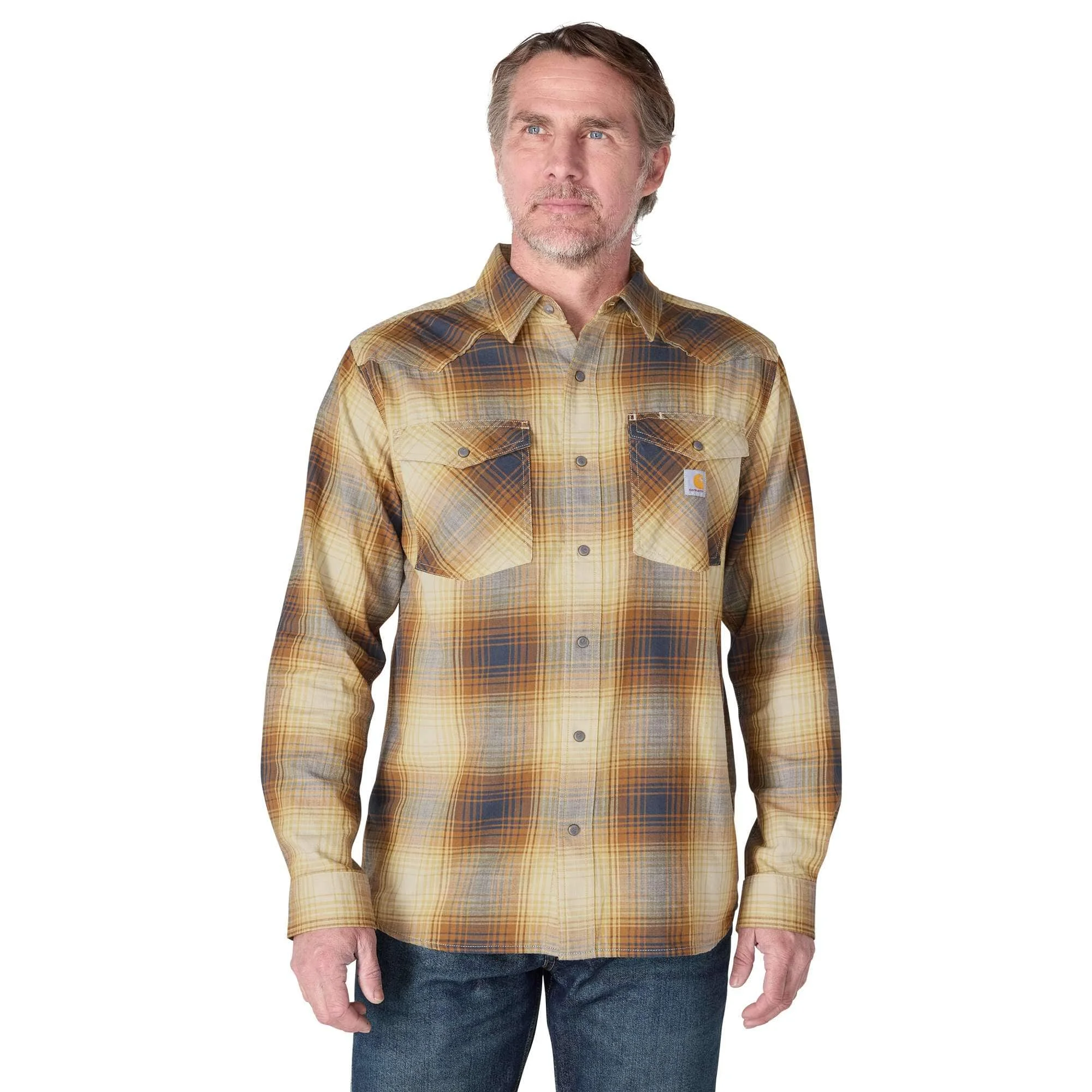 Montana Rugged Flex™ Relaxed Fit Lightweight Long-Sleeve Snap-Front Plaid Shirt - 1