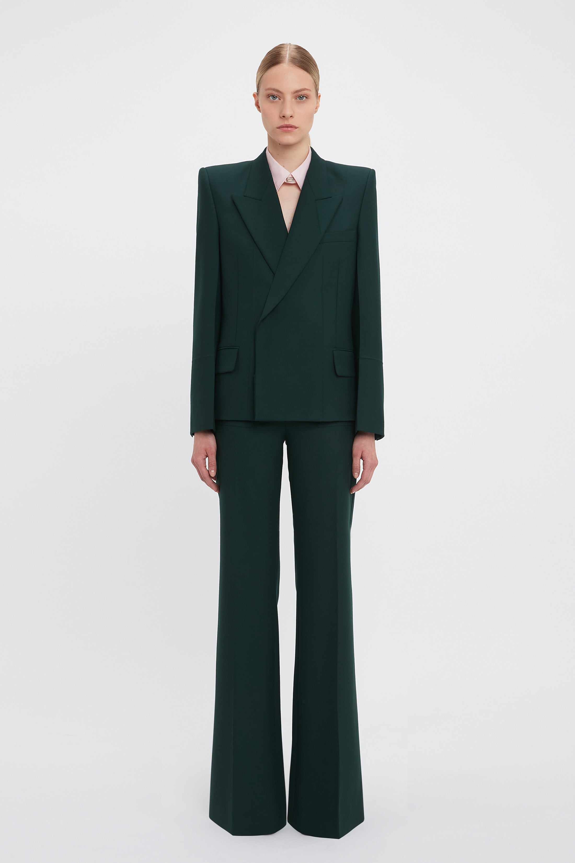 Victoria Beckham Pointed Shoulder Jacket In Seaweed | REVERSIBLE