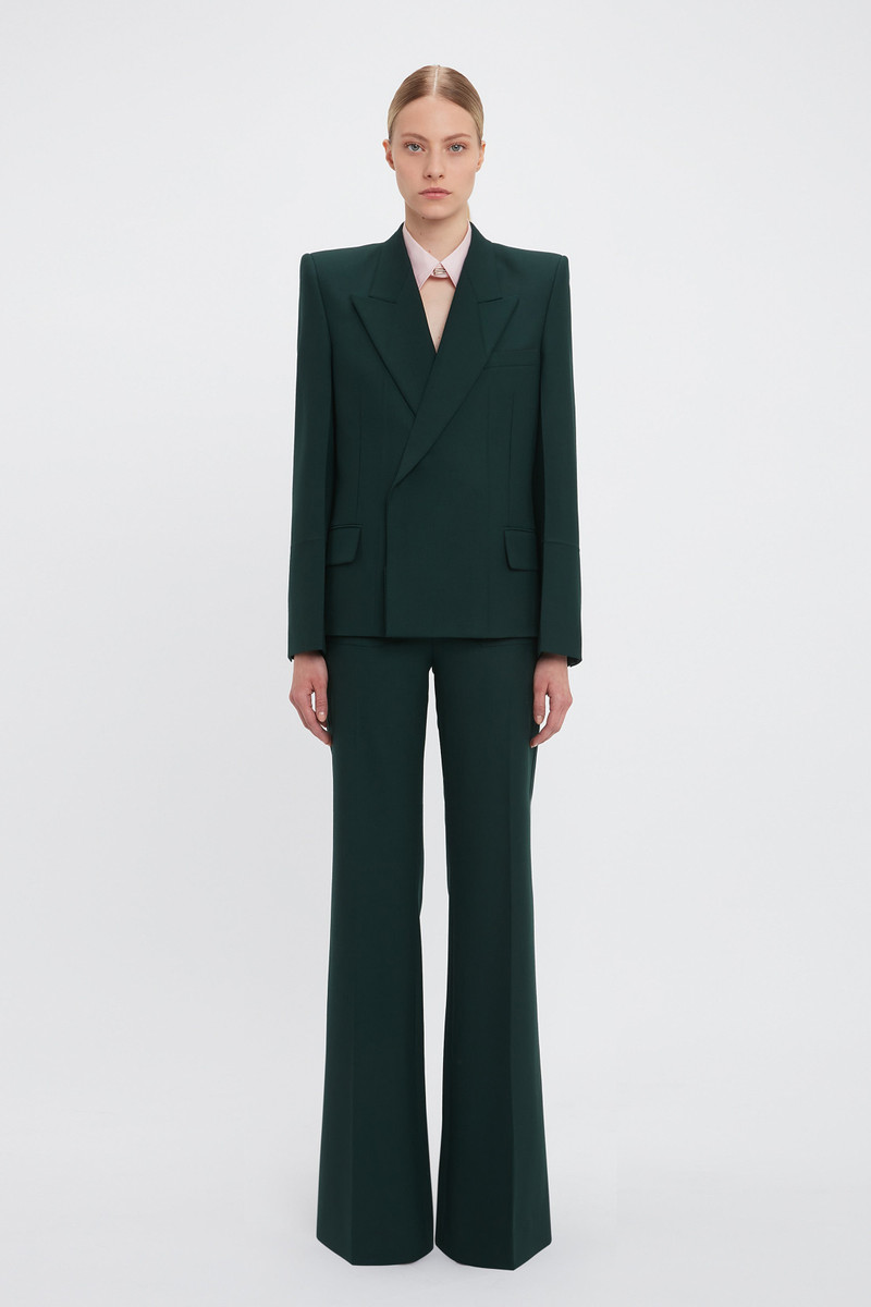Victoria Beckham Pointed Shoulder Jacket In Seaweed outlook