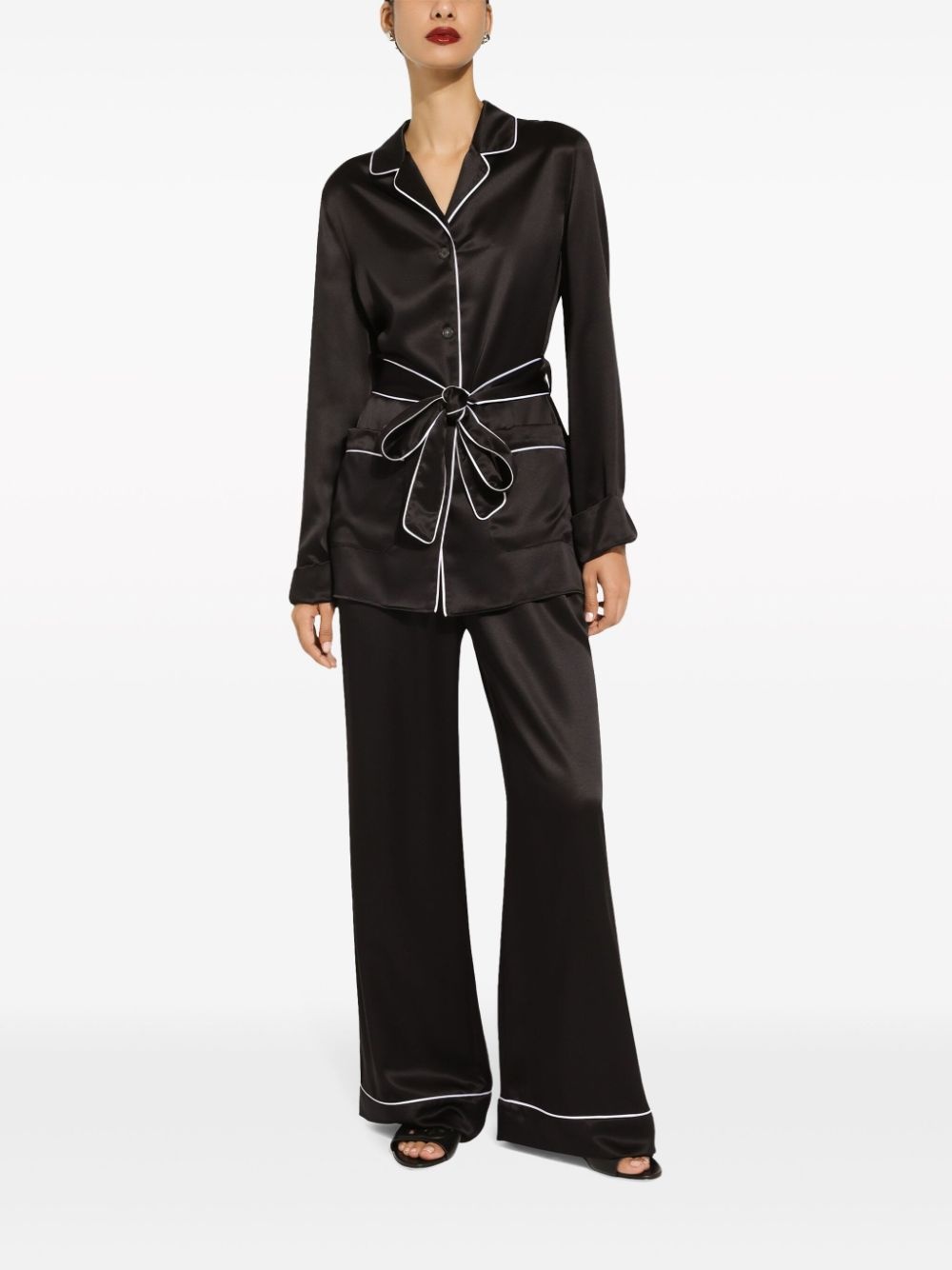 elasticated-waist silk palazzo trousers - 3