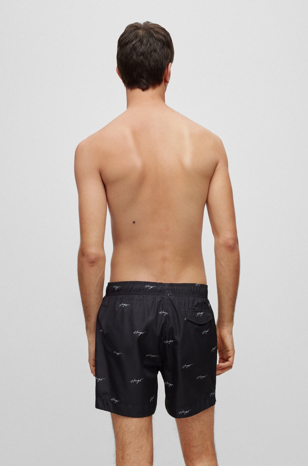 QUICK-DRY SWIM SHORTS WITH HANDWRITTEN LOGOS - 4