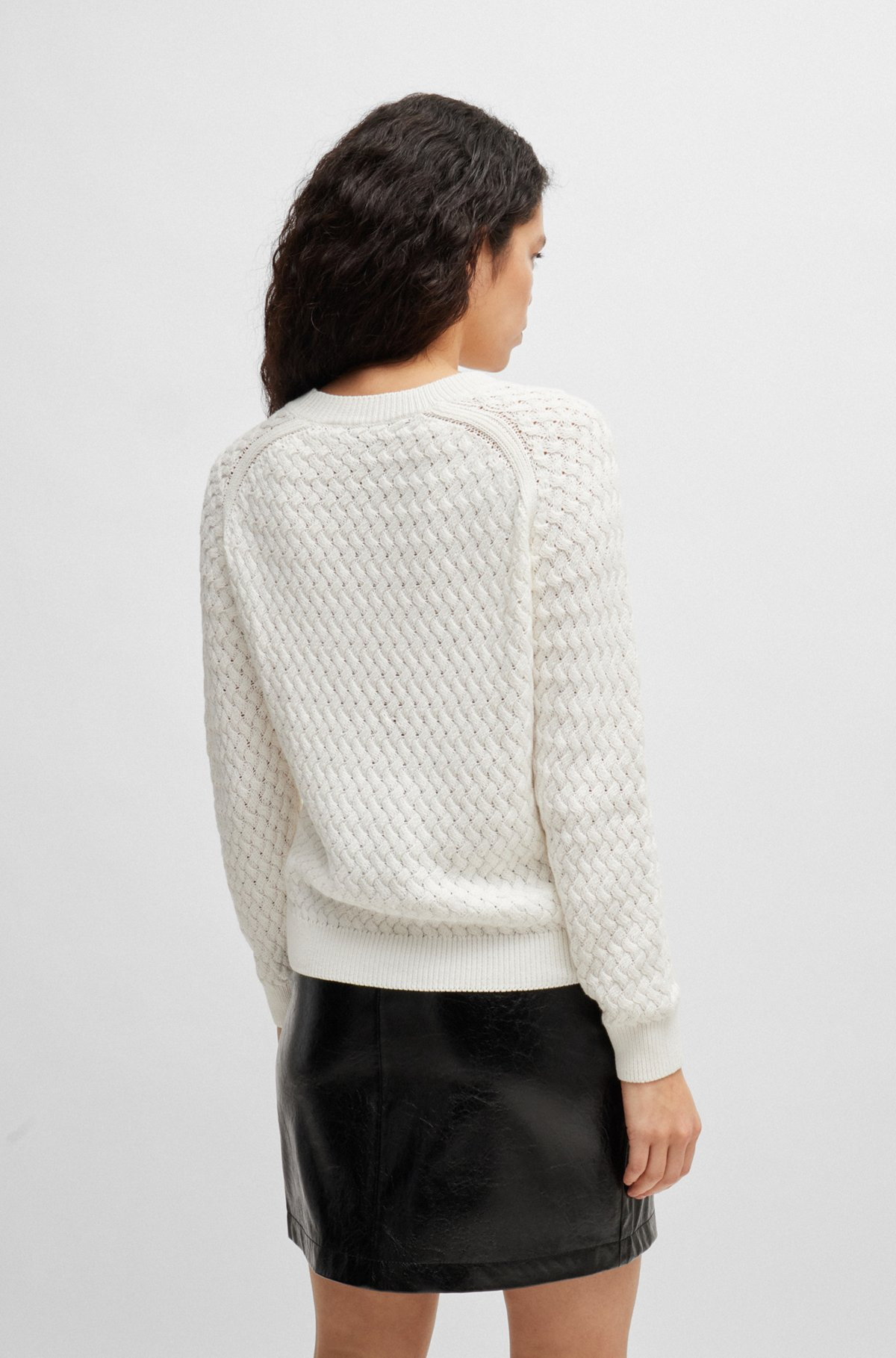 COTTON SWEATER WITH MIXED STRUCTURES - 4