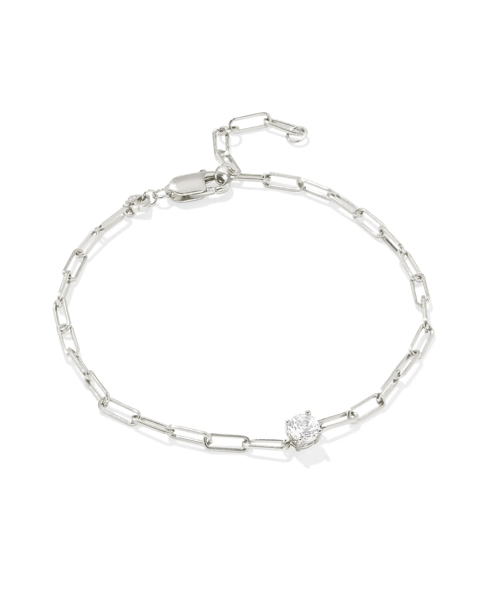 Virginia Sterling Silver Paperclip Bracelet in White Topaz - 1
