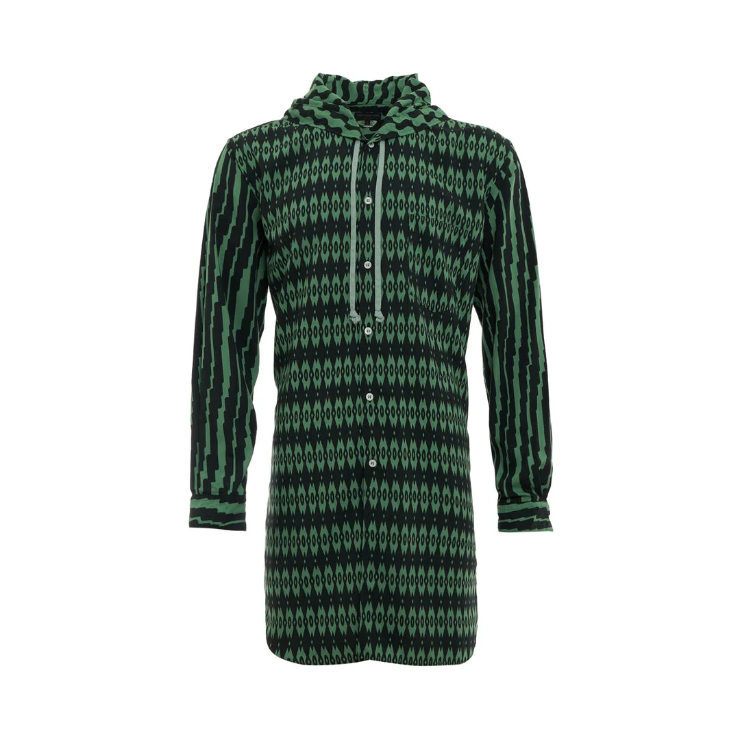 Geometric Print Hooded Shirt - 1