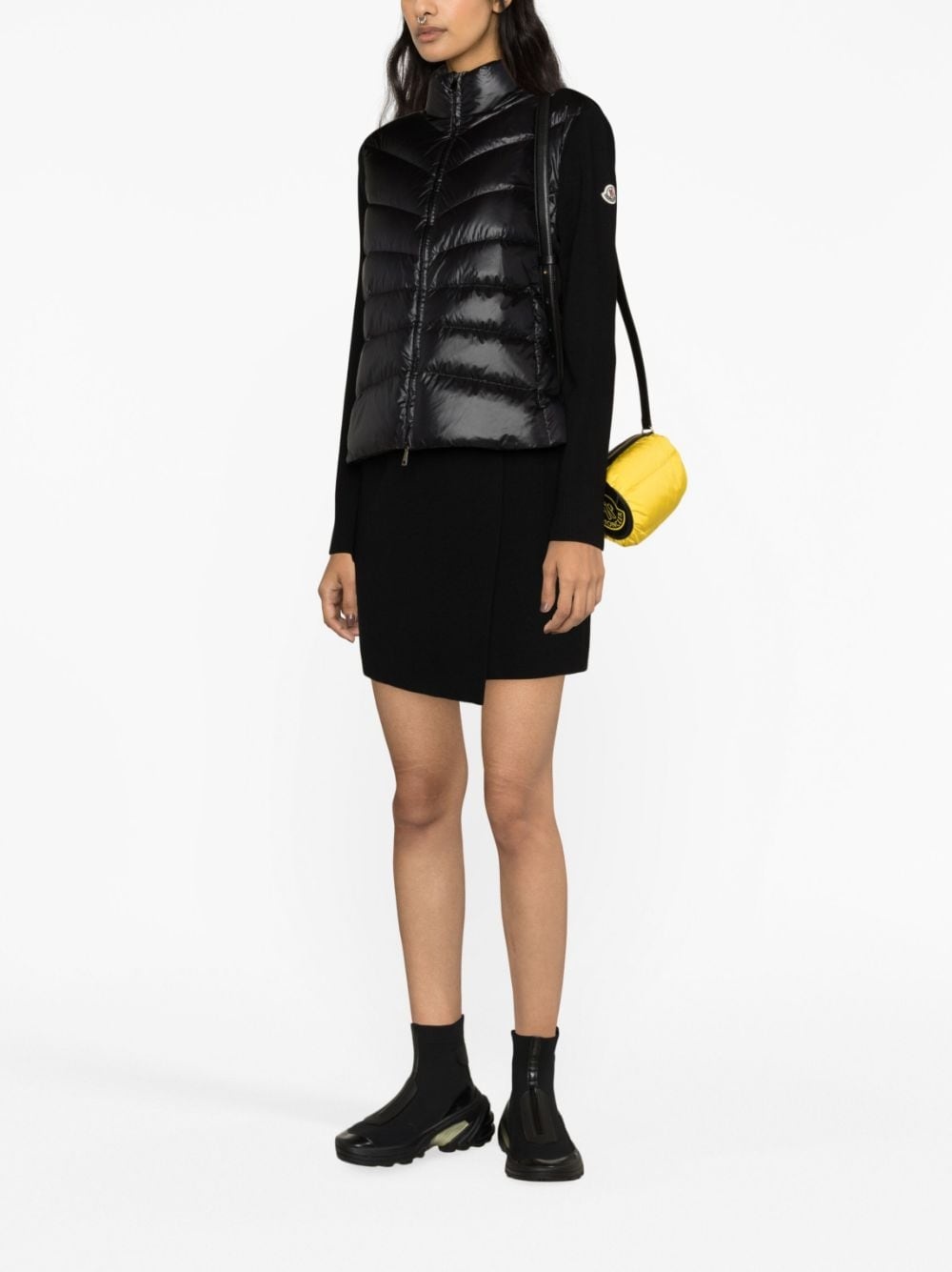 knitted-panel puffer jacket - 2